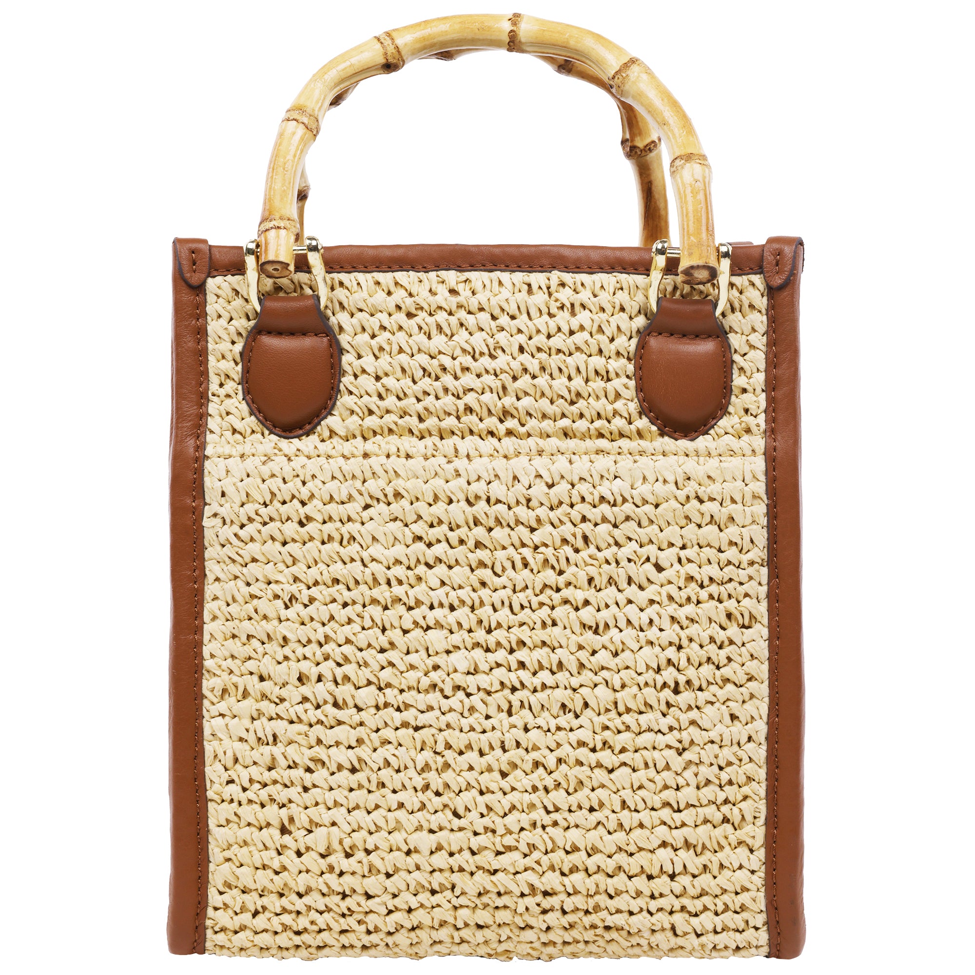 Tommy Bahama Leather and Raffia Bamboo Handle Tote