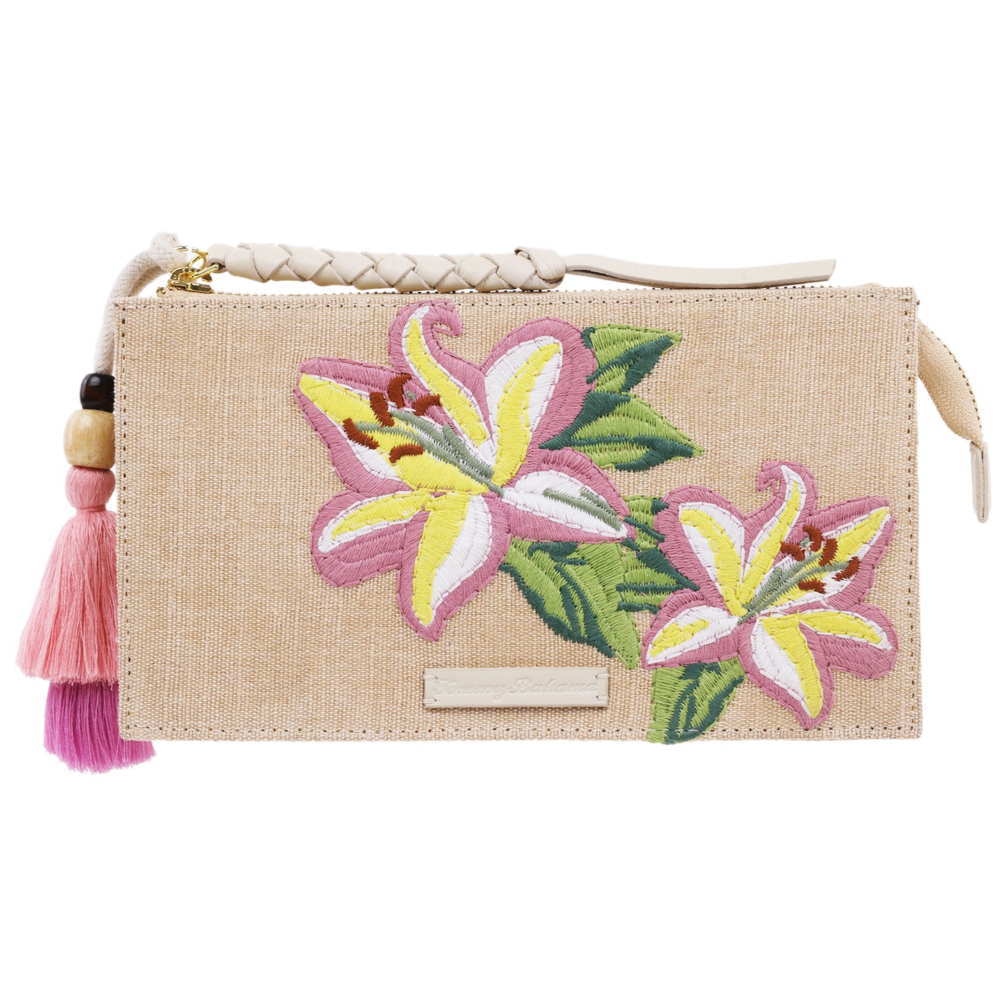 Tommy Bahama Zip Top Embroidered Floral Clutch