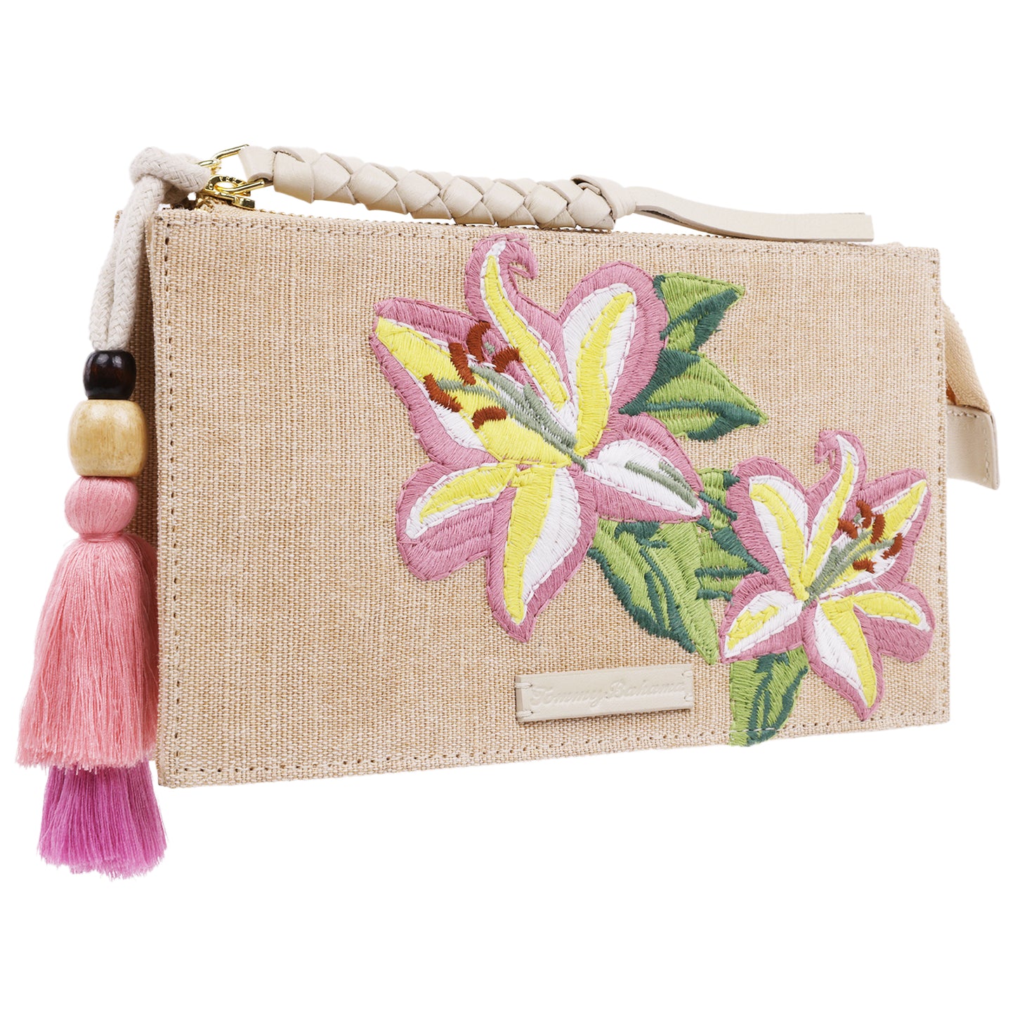 Tommy Bahama Zip Top Embroidered Floral Clutch