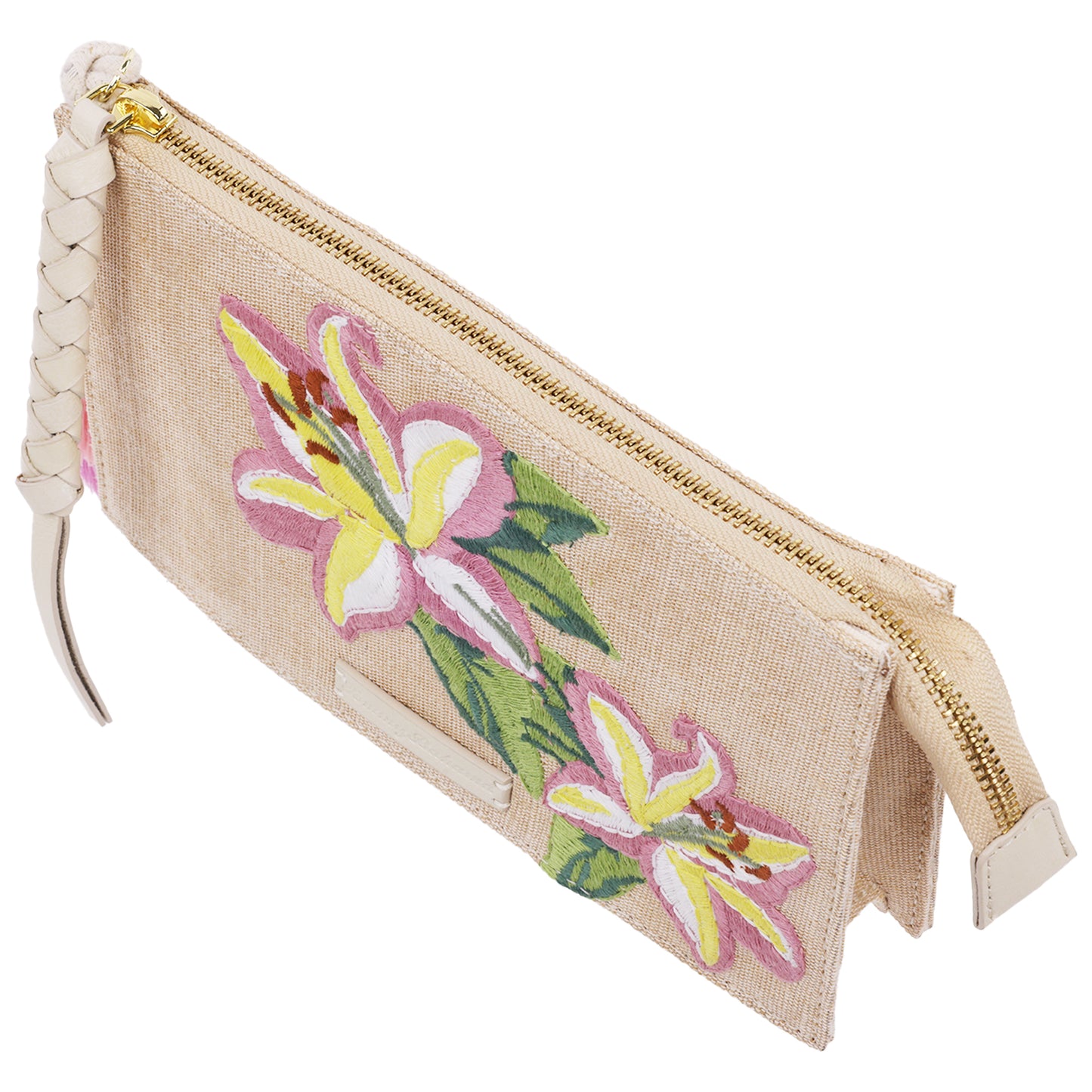 Tommy Bahama Zip Top Embroidered Floral Clutch