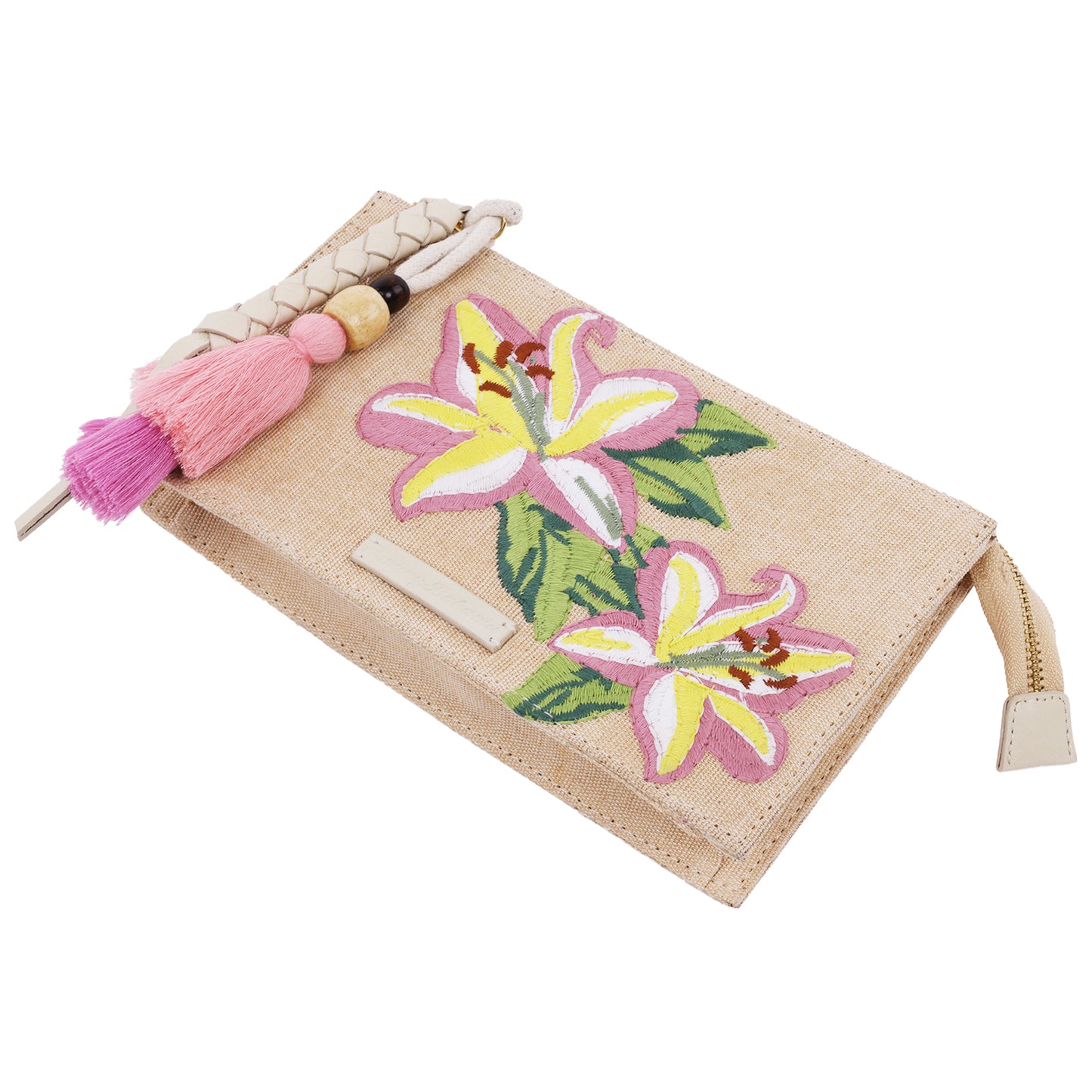 Tommy Bahama Zip Top Embroidered Floral Clutch