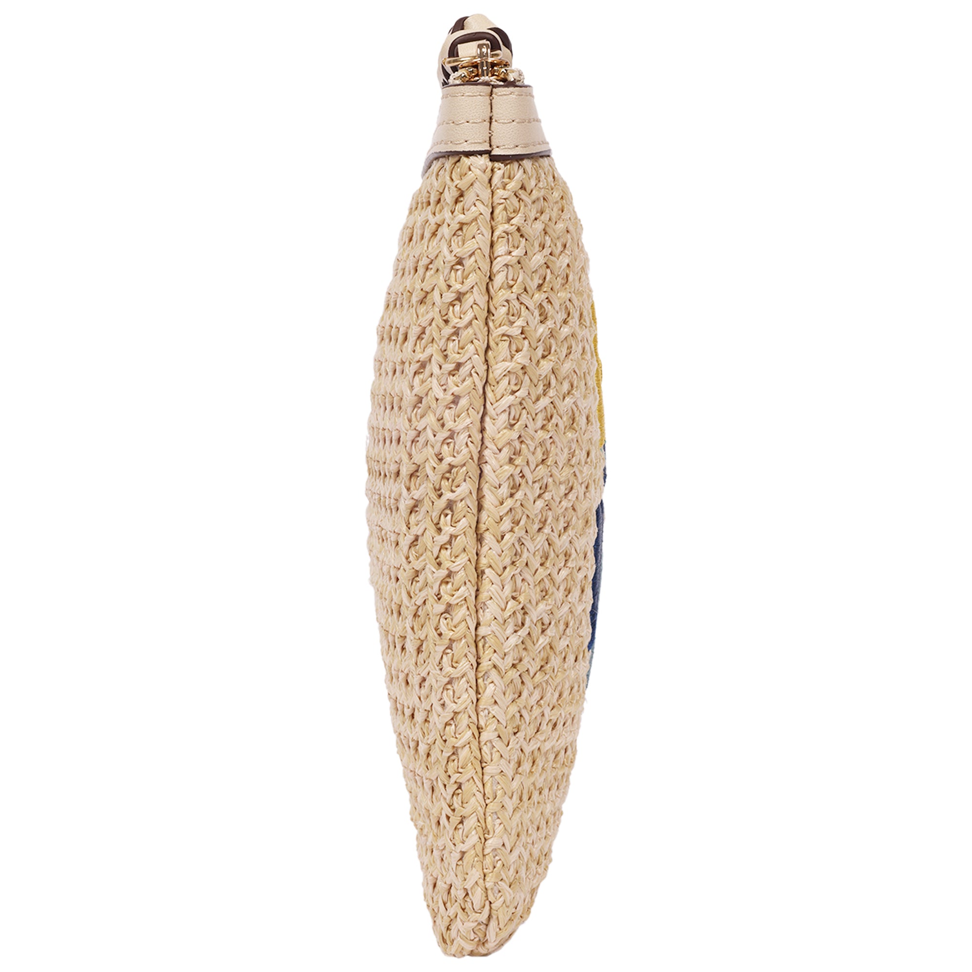 Tommy Bahama Happy Vacay Raffia Clutch – Woven Straw Zip Pouch with Embroidered Lettering