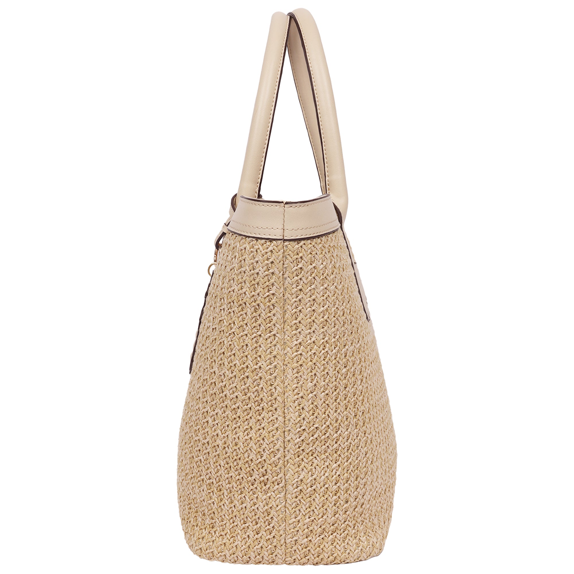 Tommy Bahama Raffia & PU Large Logo Tote – Woven Straw Beach Tote with Pineapple Charm