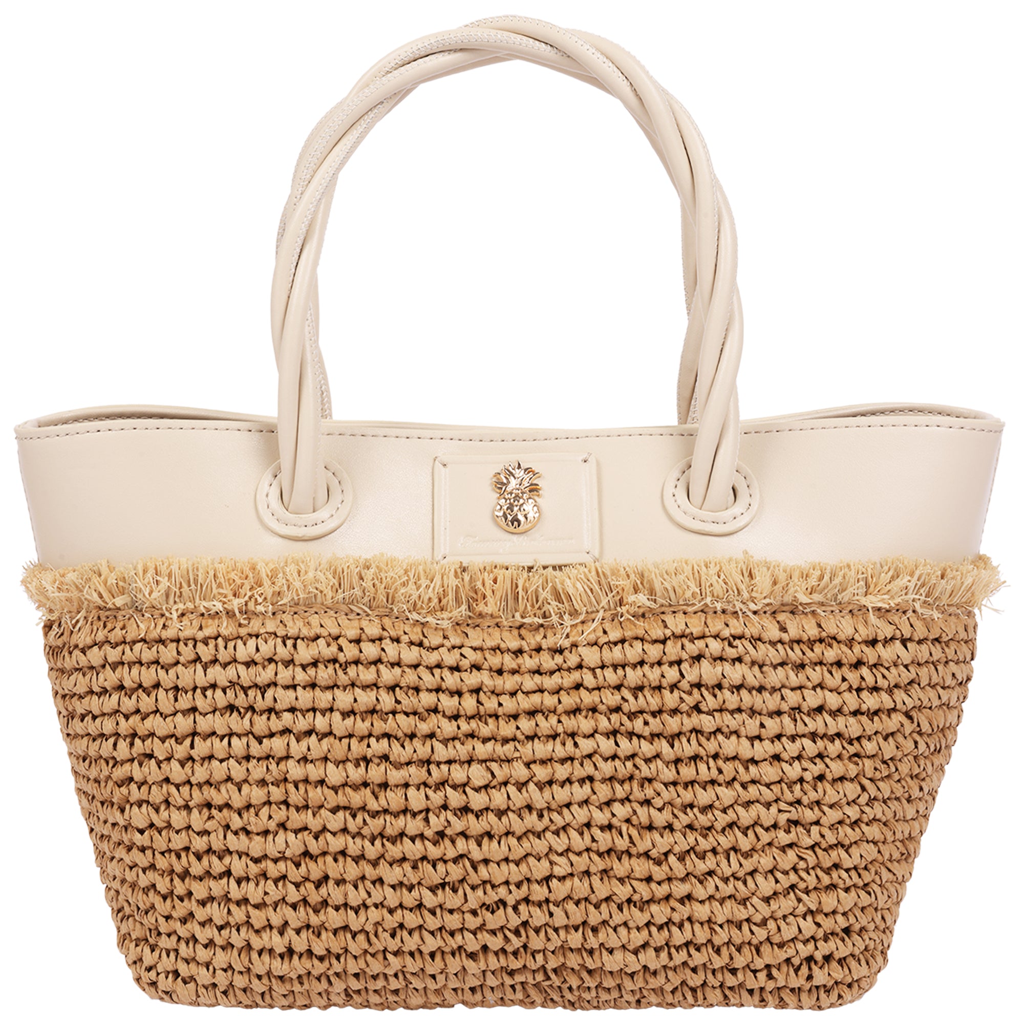 Tommy Bahama Charlotte Medium Fringe Raffia Tote – Ivory