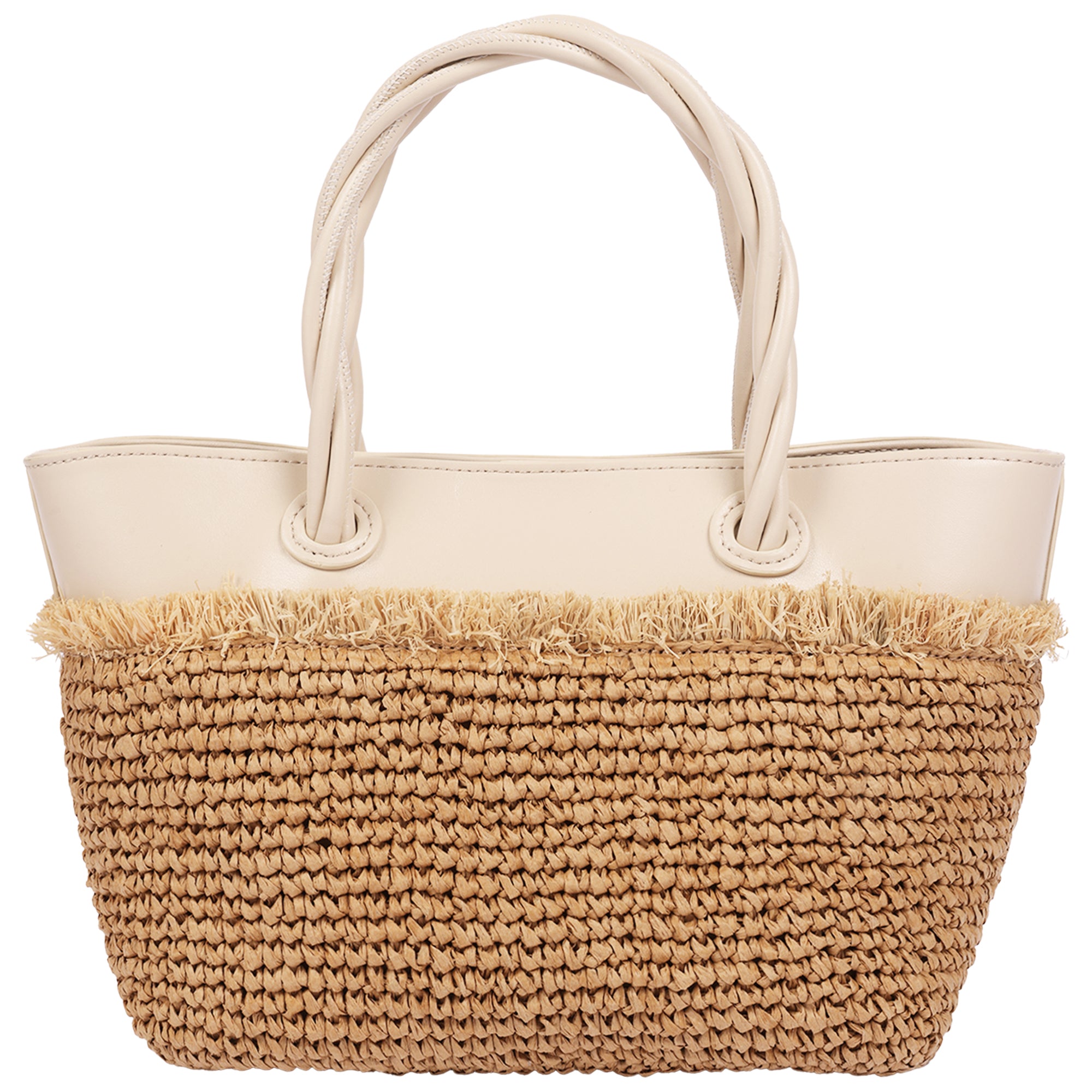 Tommy Bahama Charlotte Medium Fringe Raffia Tote – Ivory
