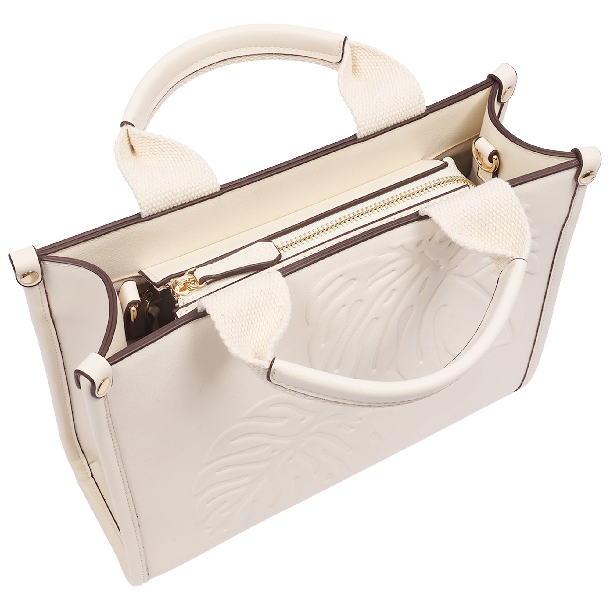 Tommy Bahama Darcy Leaf Motif Medium Tote – Embossed PU Convertible Top Handle & Crossbody Bag
