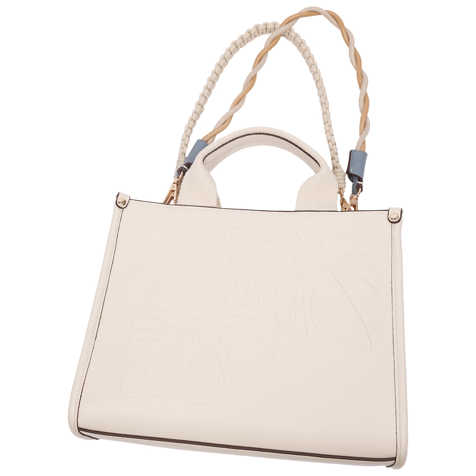 Tommy Bahama Darcy Leaf Motif Medium Tote – Embossed PU Convertible Top Handle & Crossbody Bag