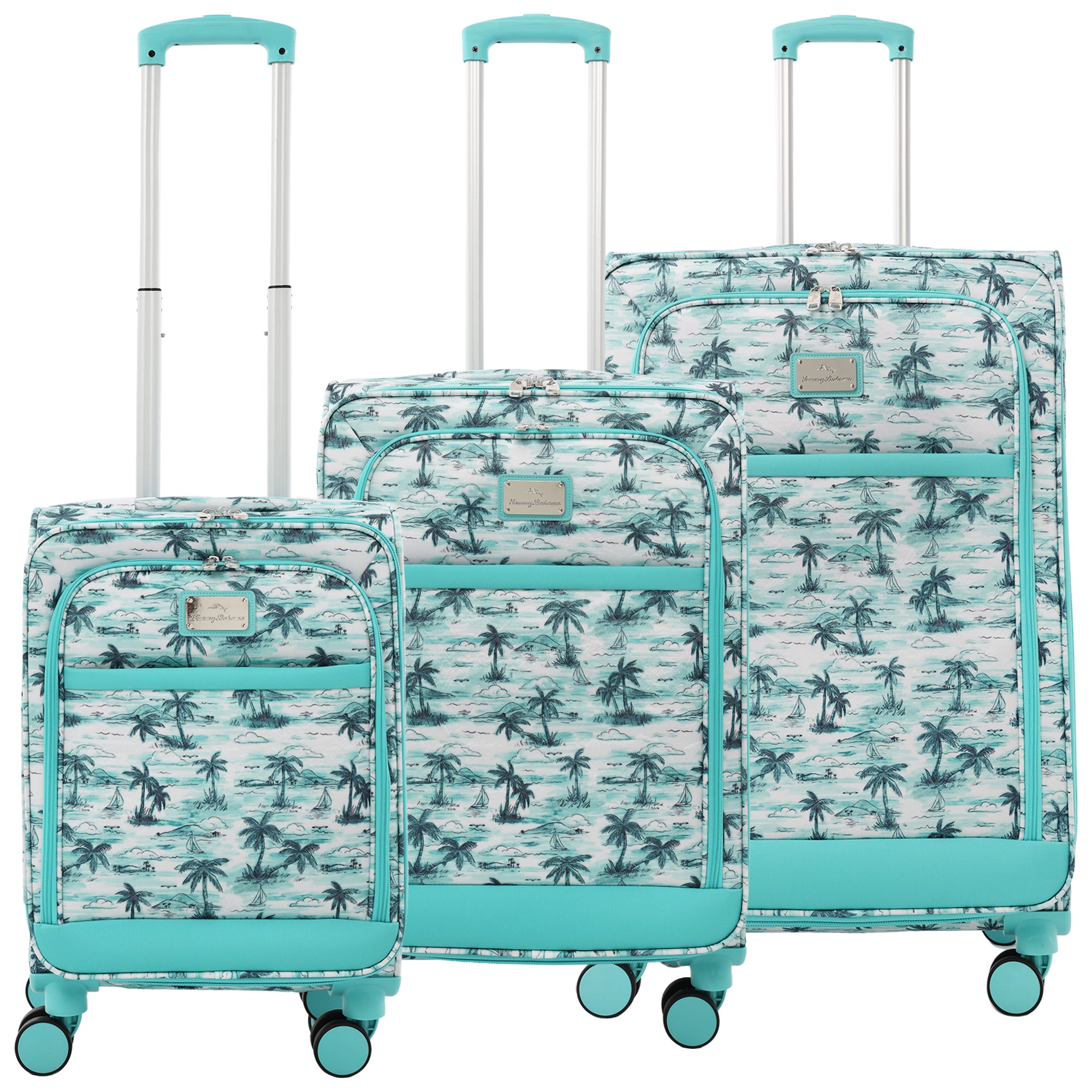 Tommy Bahama Palm Print 3-Piece Expandable Softside Spinner Luggage Set