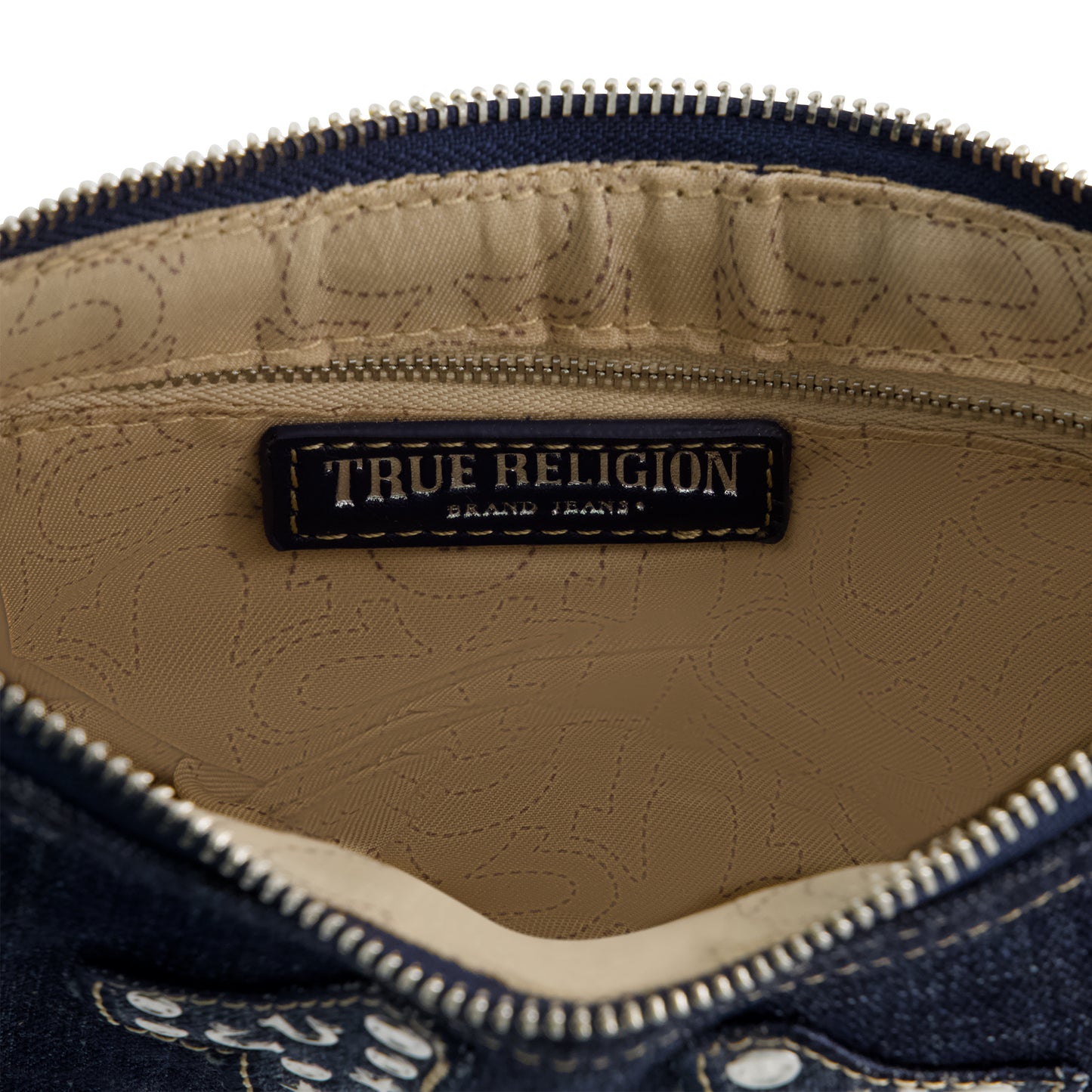 STUDDED HORSESHOE DE True Religion Horseshoe Denim shoulder bag, Denim