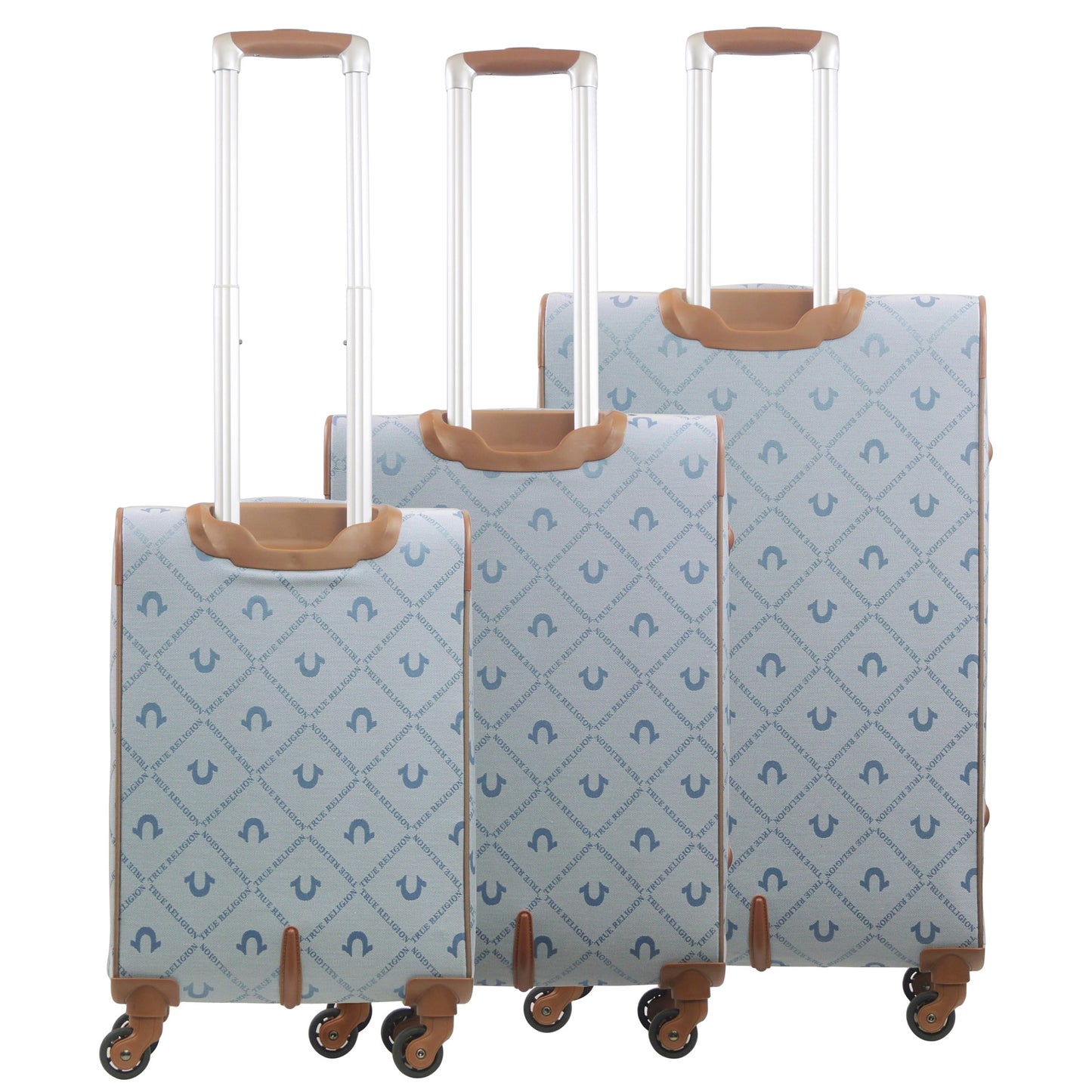 True Religion Soft Sided 3 pc spinner Luggage Set, DENIM