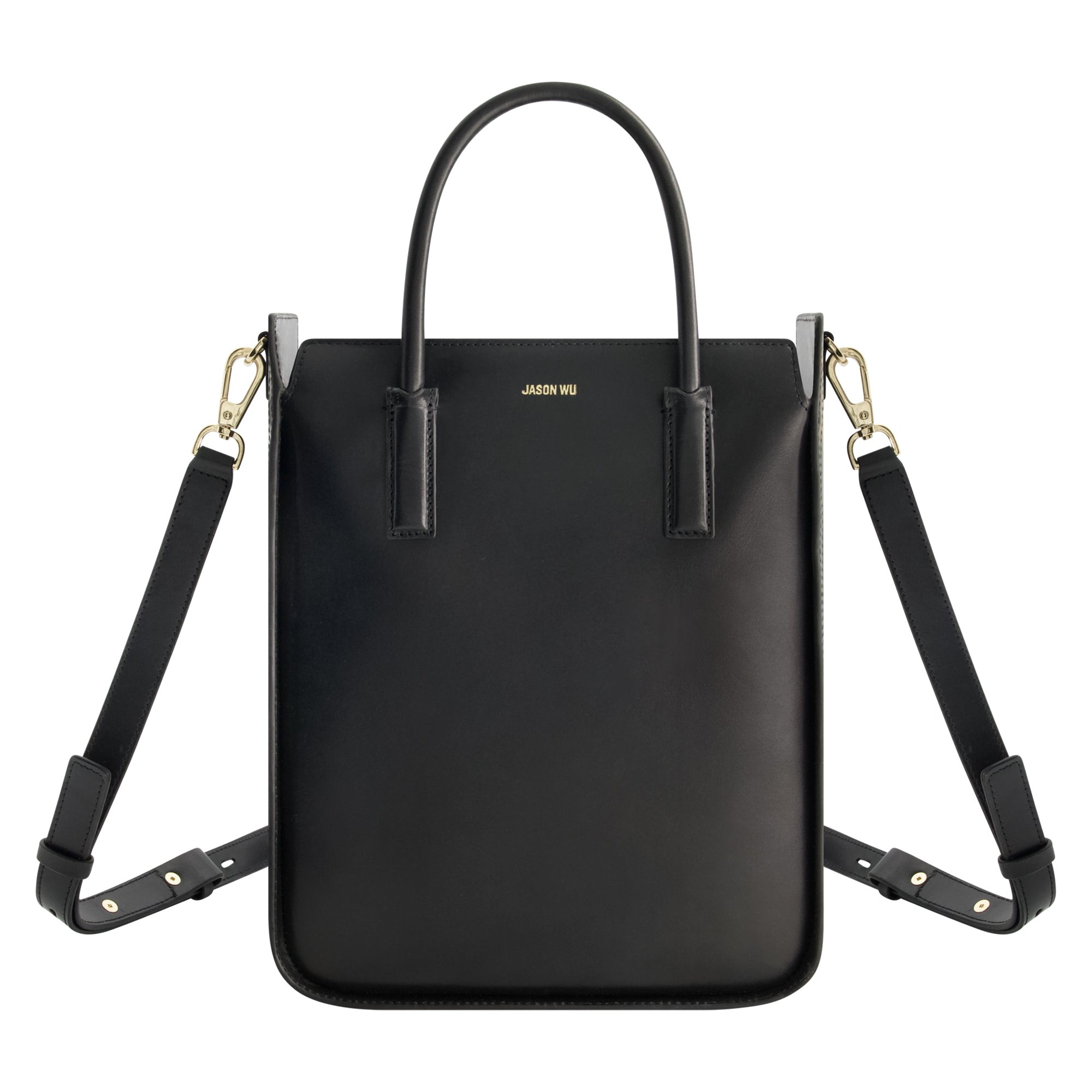 Jason Wu Structured Tote Bag with Gold Hardware and Zip Closure, BLACK