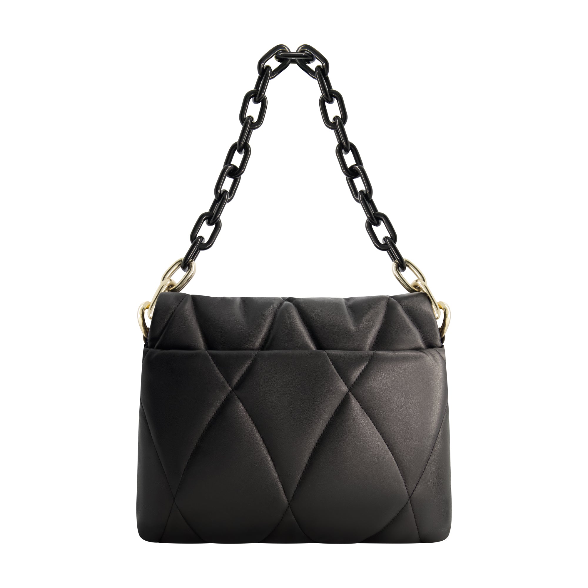 Jason Wu Quilted Chain Shoulder Bag with JW Logo, BLACK