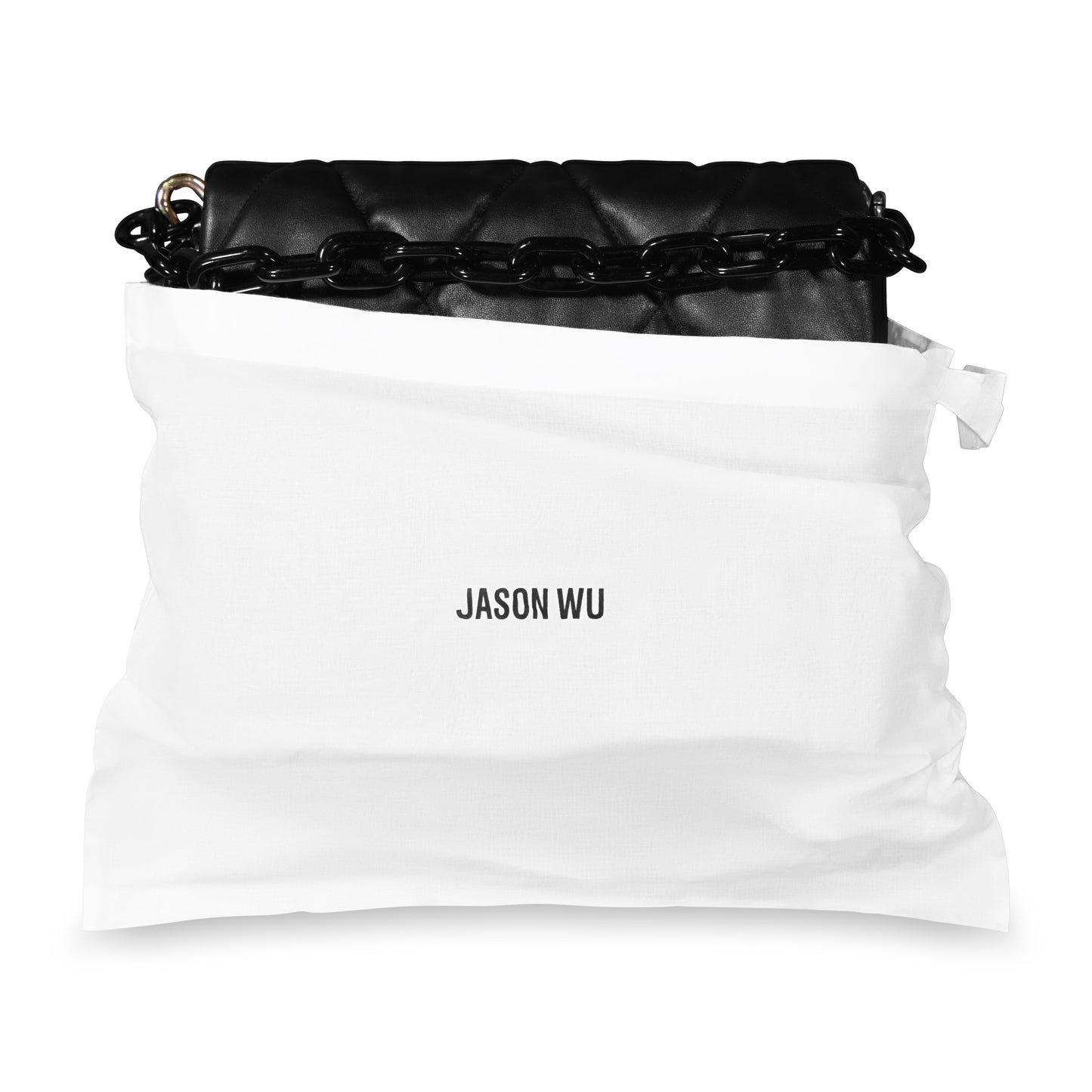 Jason Wu Quilted Chain Shoulder Bag with JW Logo, BLACK