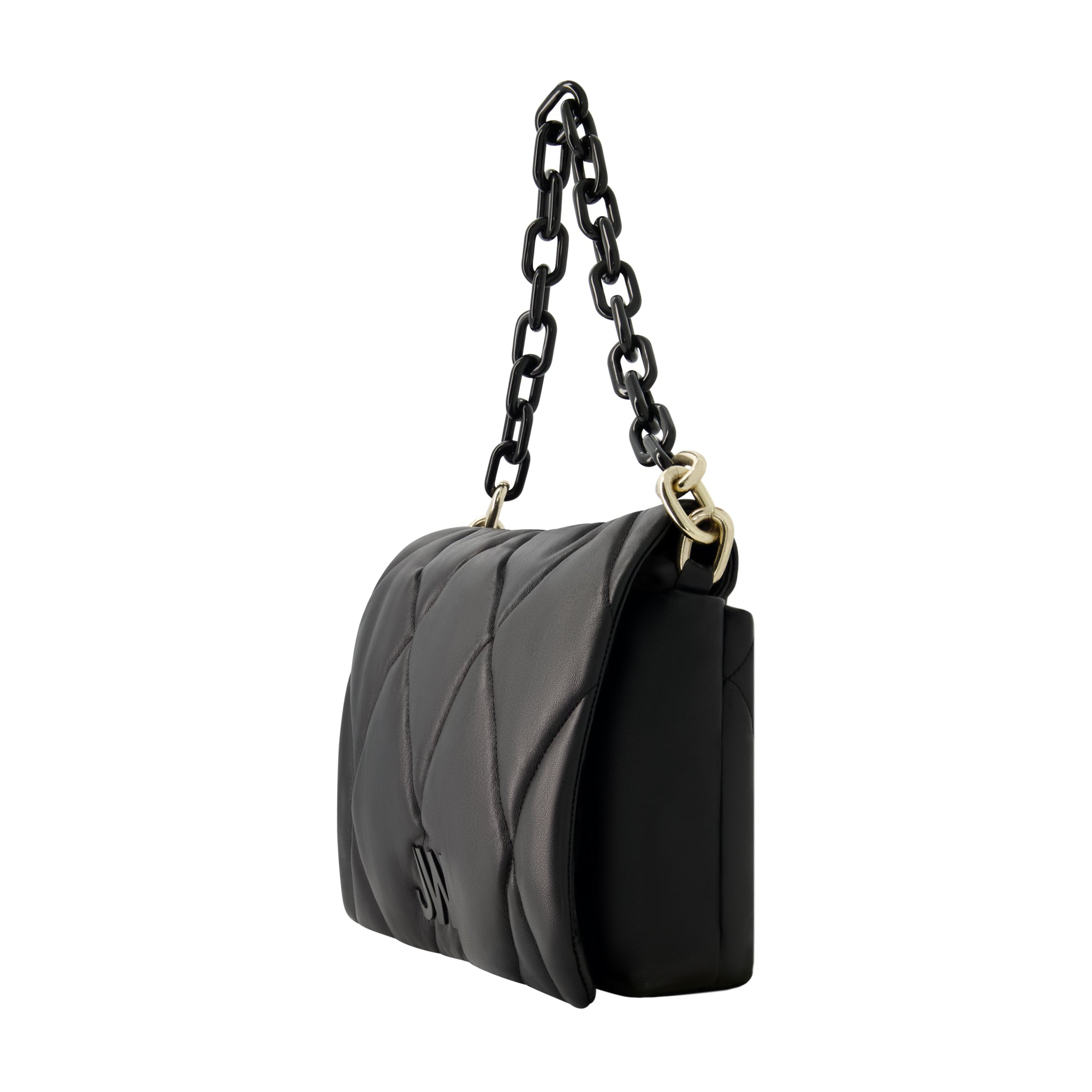 Jason Wu Quilted Chain Shoulder Bag with JW Logo, BLACK