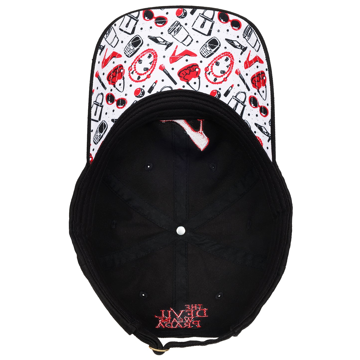 The Devil Wears Prada Red Heel Embroidered Dad Cap, Black