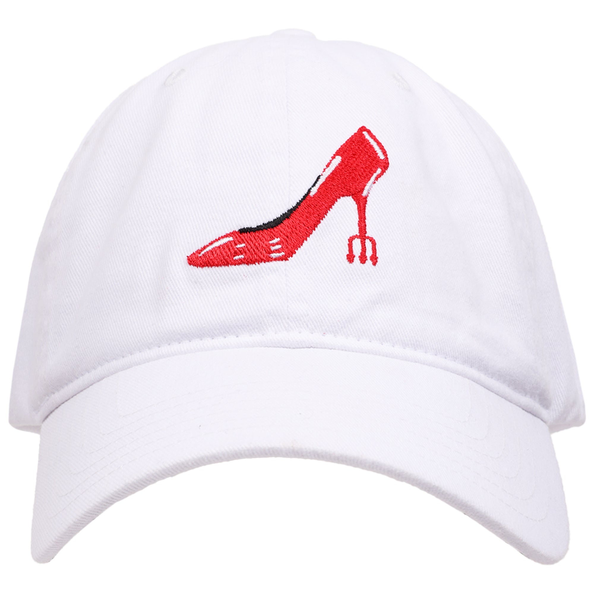The Devil Wears Prada Red Heel Embroidered Dad Cap, White