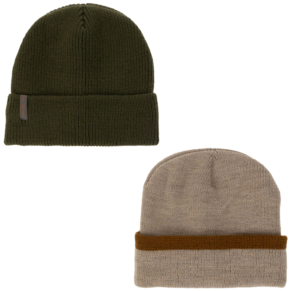 Weatherproof Vintage Fisherman Rib & Heathered Beanie 2-Piece Set – Olive/Taupe