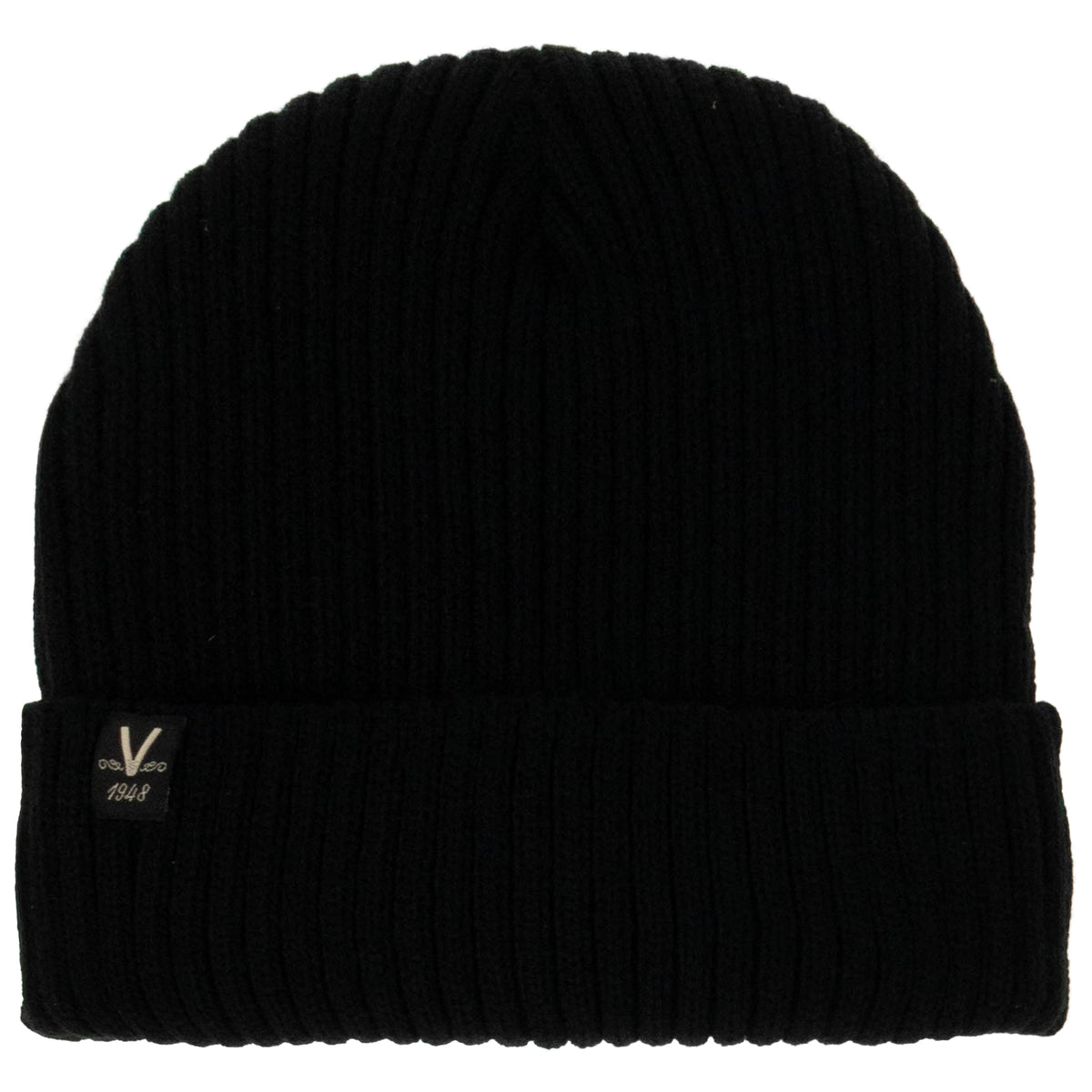 Weatherproof Vintage Waffle Stripe & Solid Beanie 2-Piece Set – Black/Navy