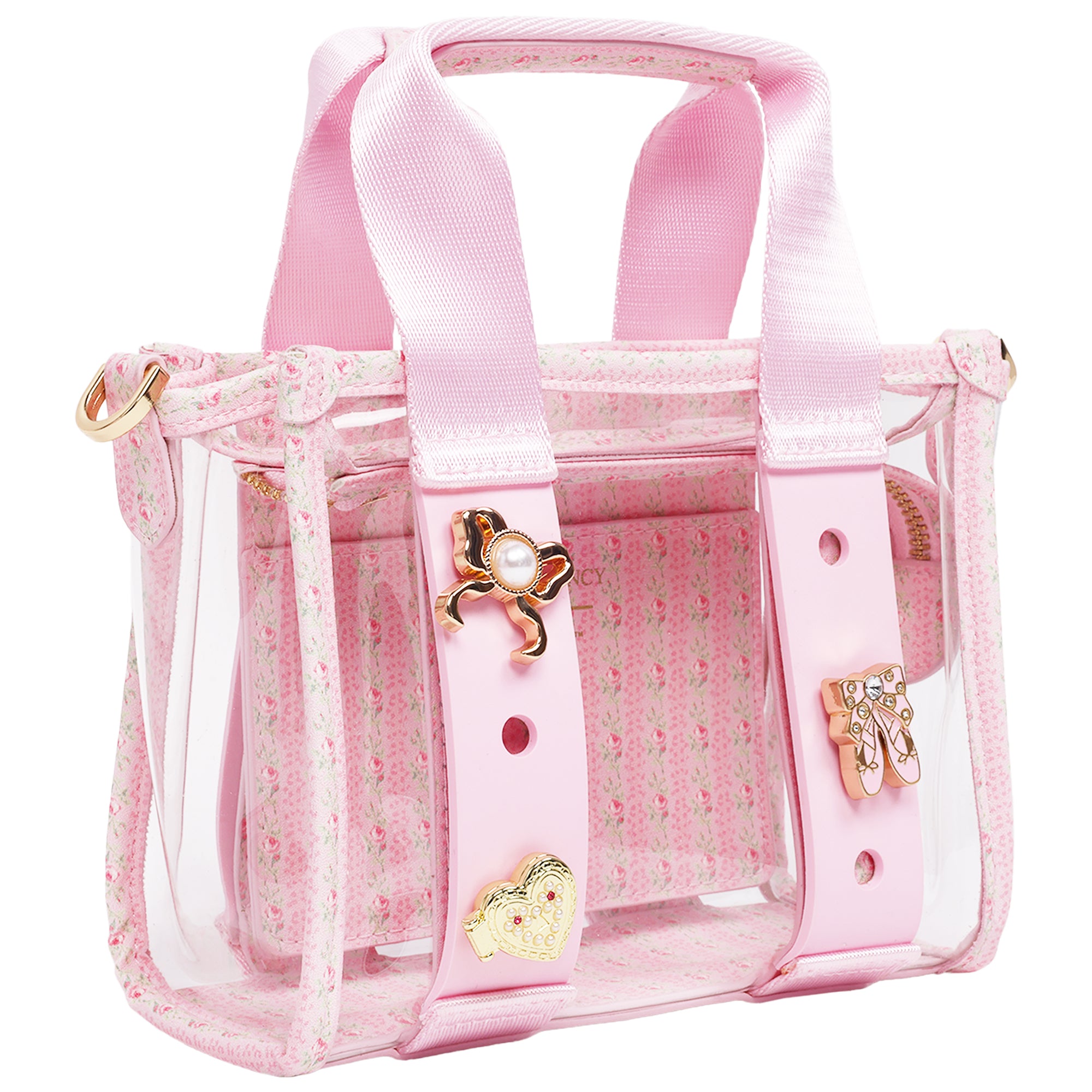 Crocs x LoveShackFancy Clear Mini Tote Crocssbody Bag With Charm details and Dust bag