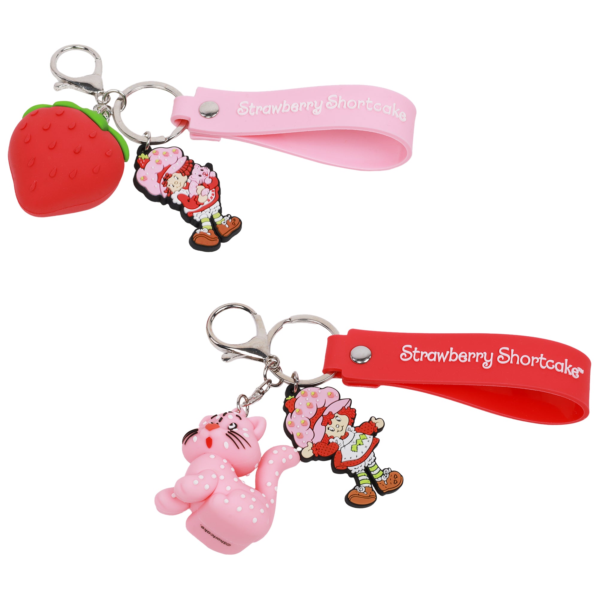 Strawberry Shortcake & Custard 3D Keychain Set – Officially Licensed Lanyard Keychains (2-Pack)