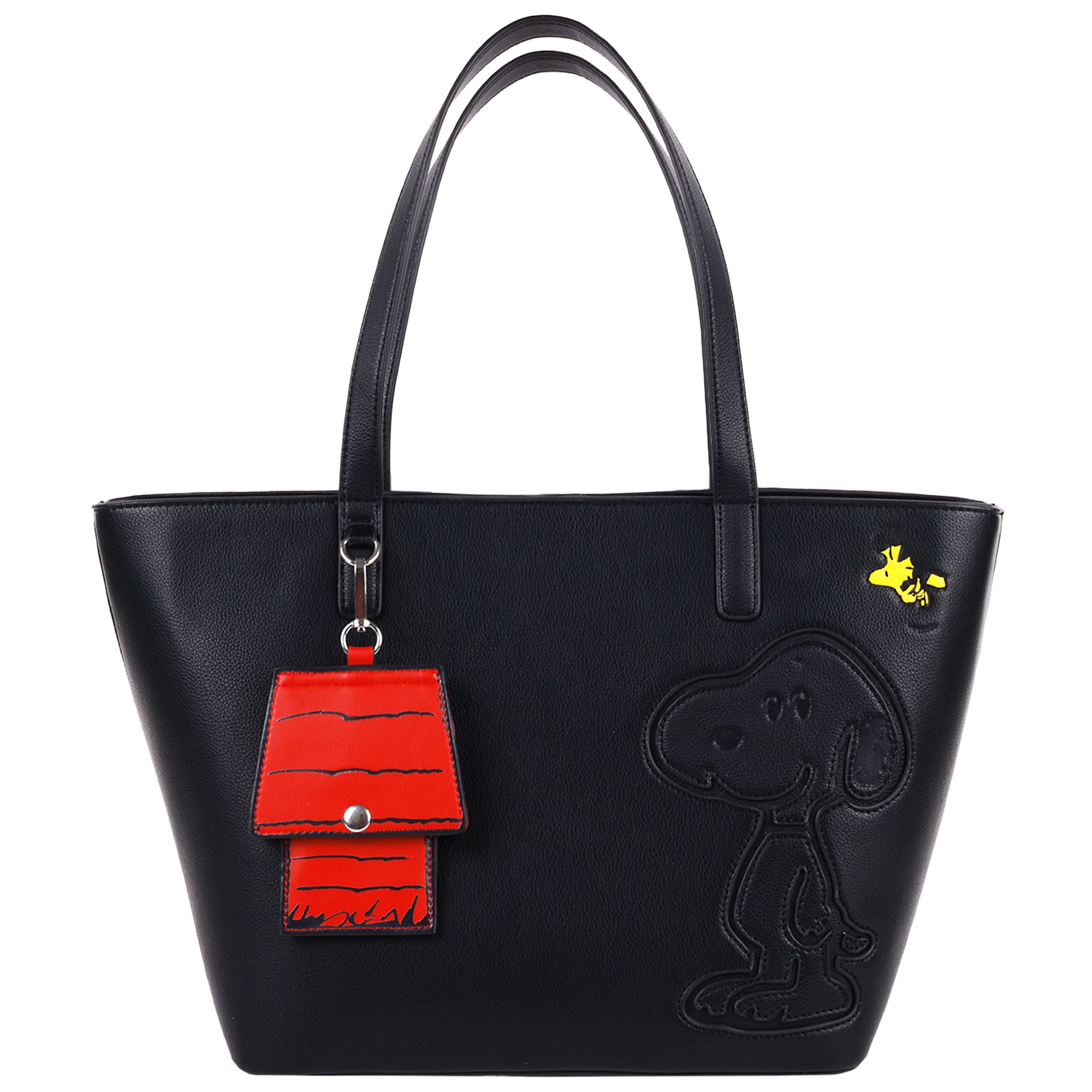 Danielle Nicole Peanuts Snoopy Minimal Black Tote Bag with Doghouse Cardholder