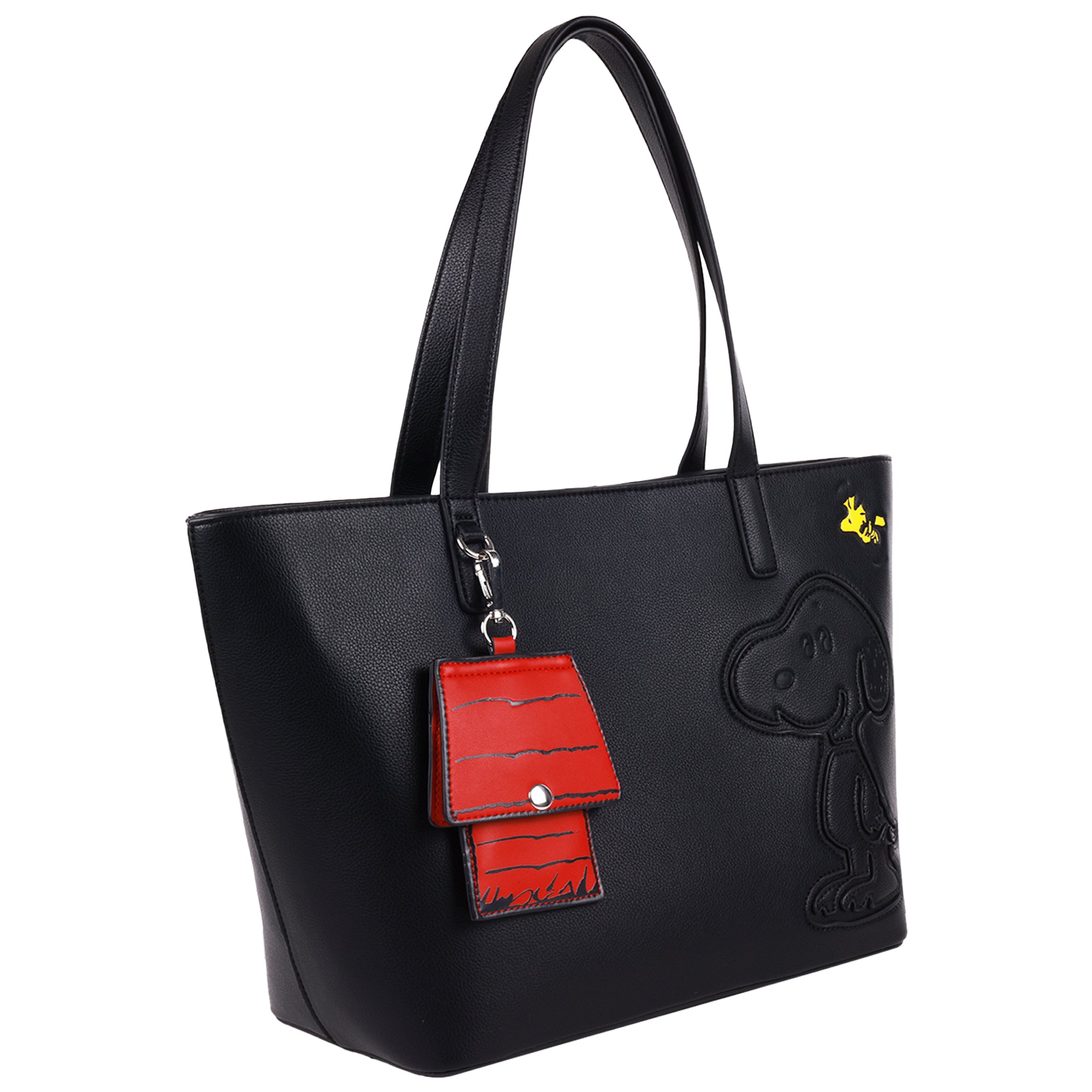 Danielle Nicole Peanuts Snoopy Minimal Black Tote Bag with Doghouse Cardholder
