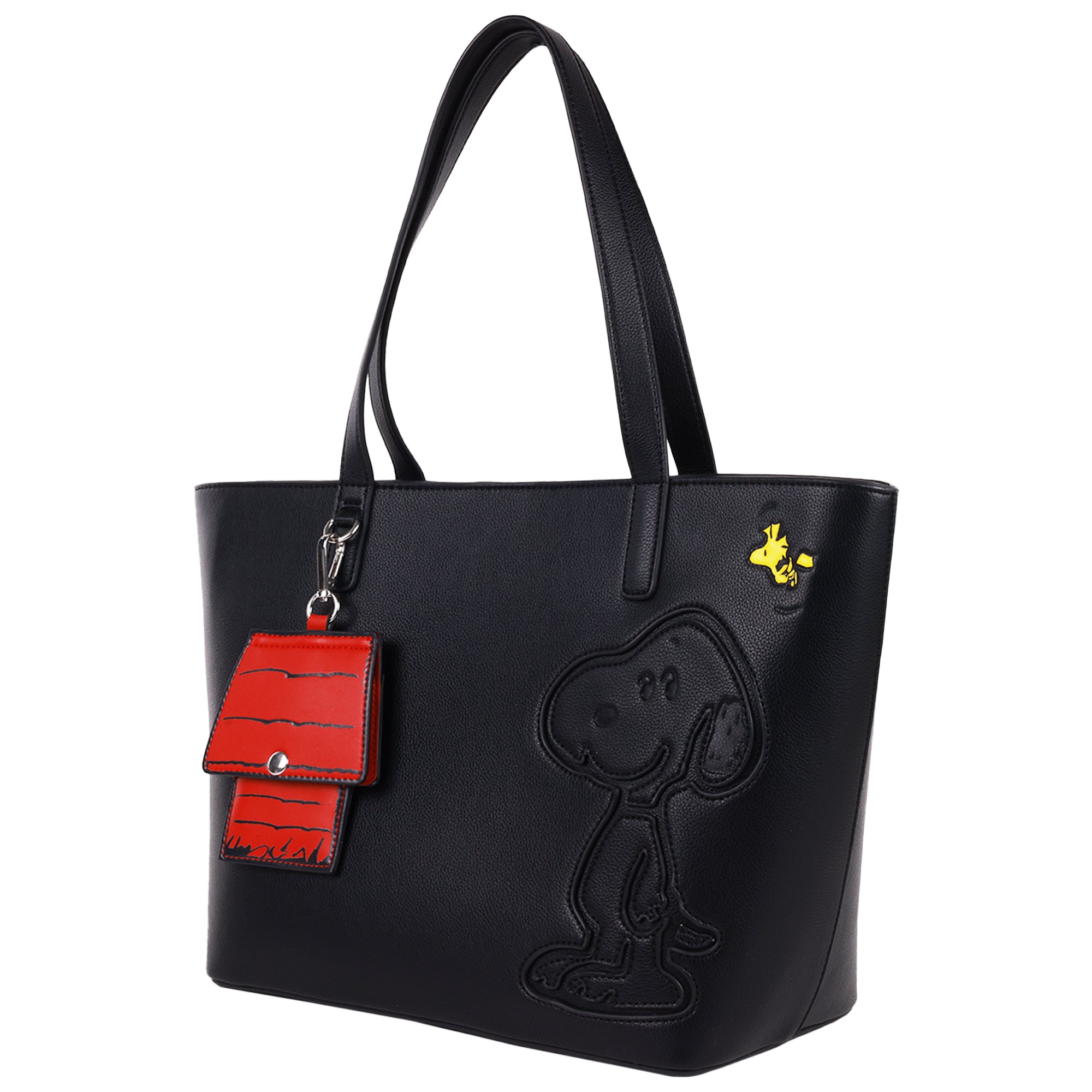 Danielle Nicole Peanuts Snoopy Minimal Black Tote Bag with Doghouse Cardholder