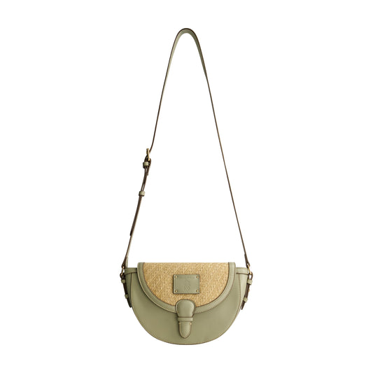 Tommy Bahama Raffia/PU Crossbody Flap Bag, SAGE