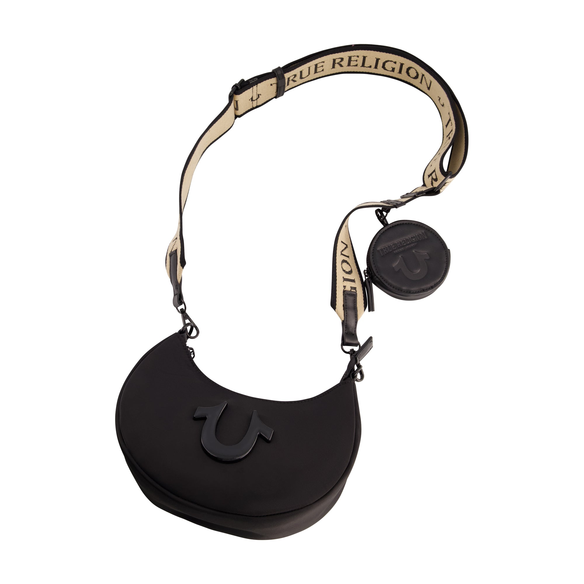 True Religion Mini Crescent Hobo, Black