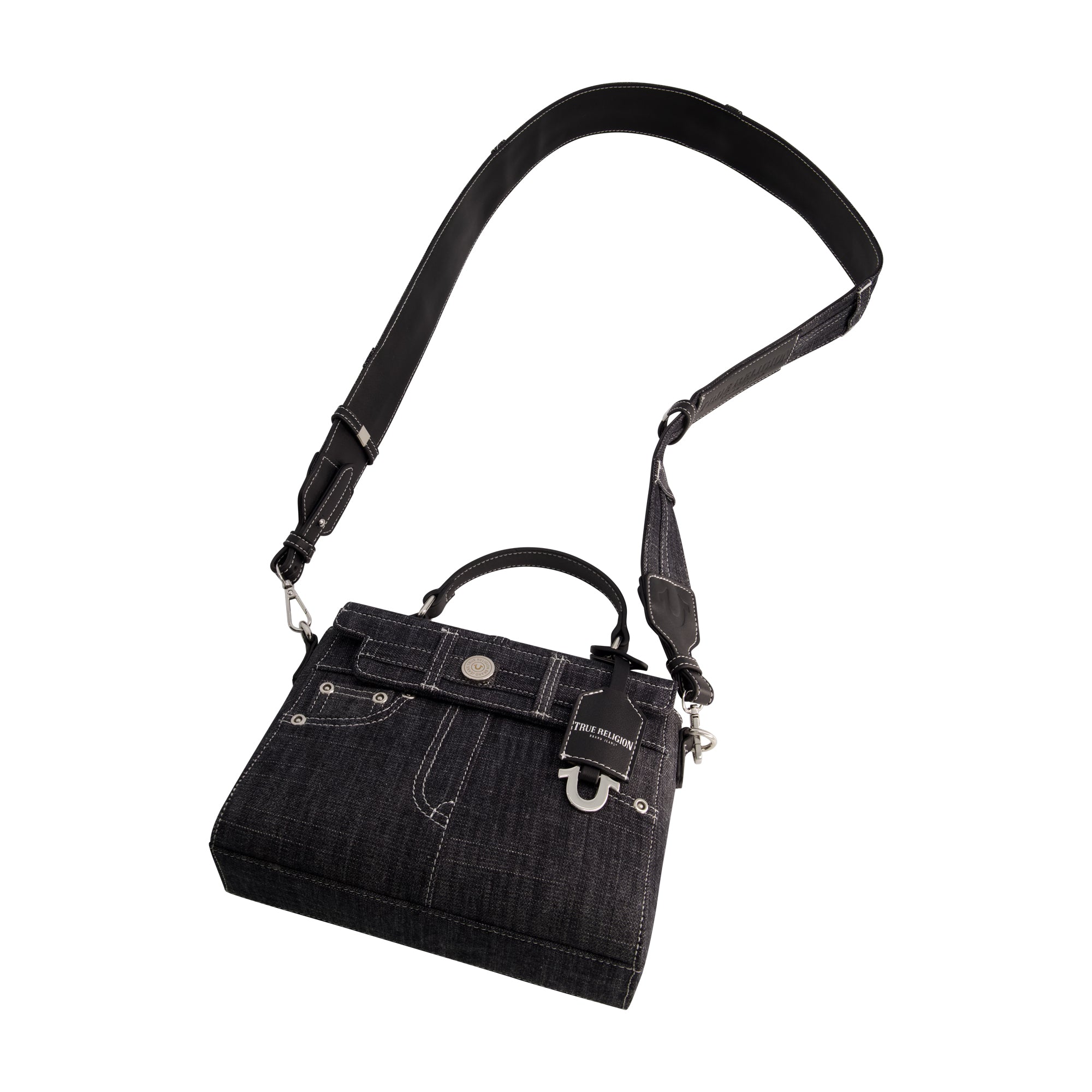 True Religions Jean Pocket Mini Flap, BLACK