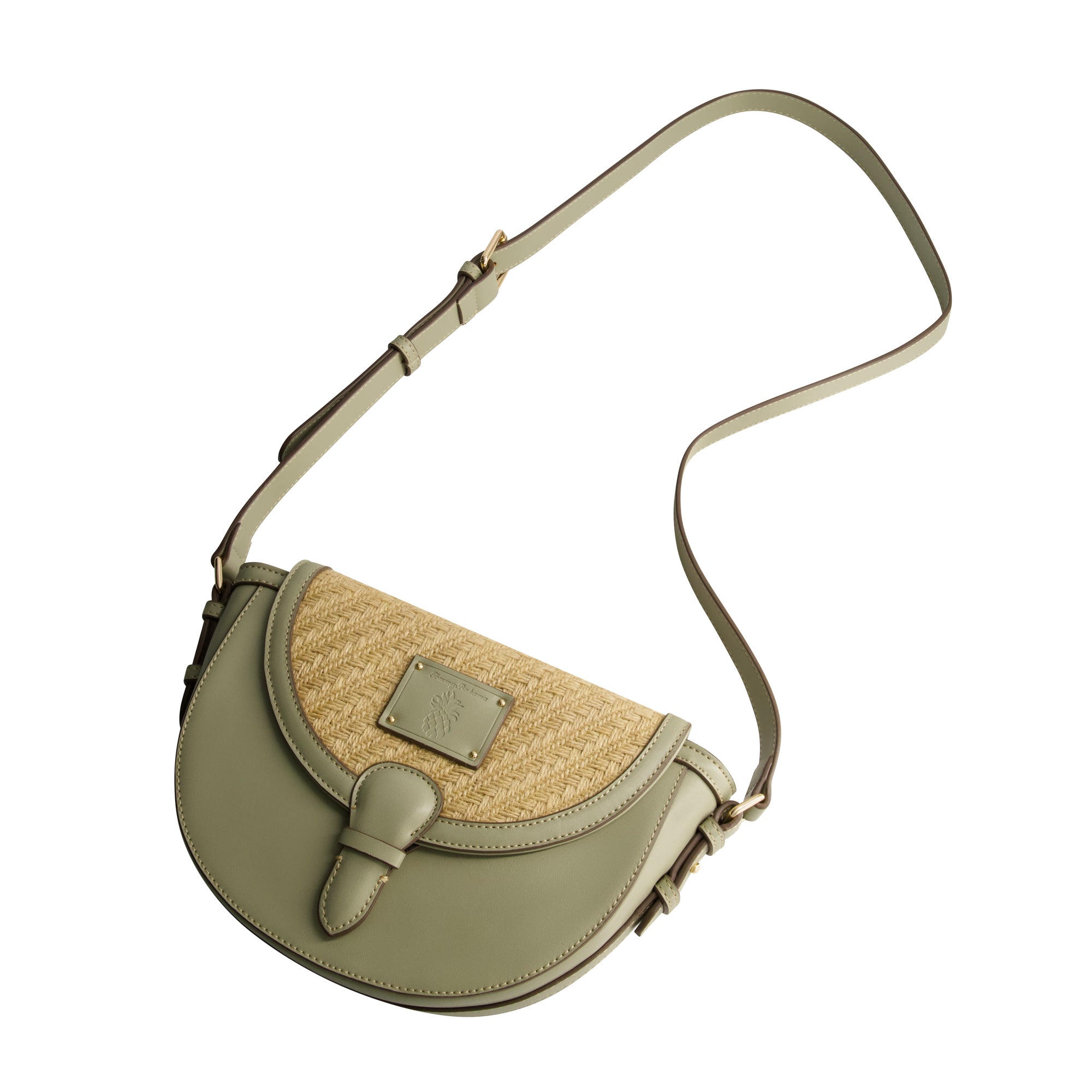 Tommy Bahama Raffia/PU Crossbody Flap Bag, SAGE