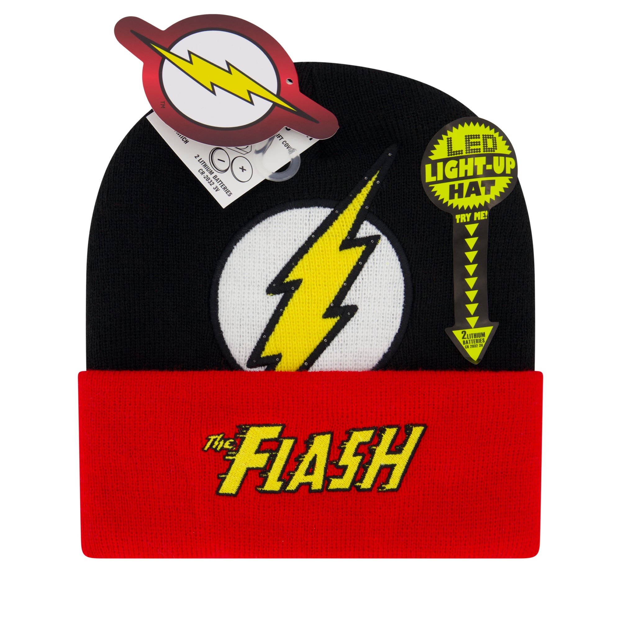 DC Comics The Flash LED Light-Up Beanie Hat – Embroidered Logo Cuffed Knit Cap