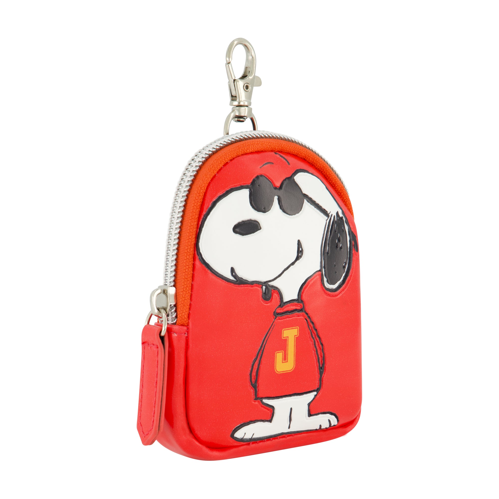 Peanuts Small Coin Purse Wallet with Keychain Clip, Snoopy J, One Size, Multi