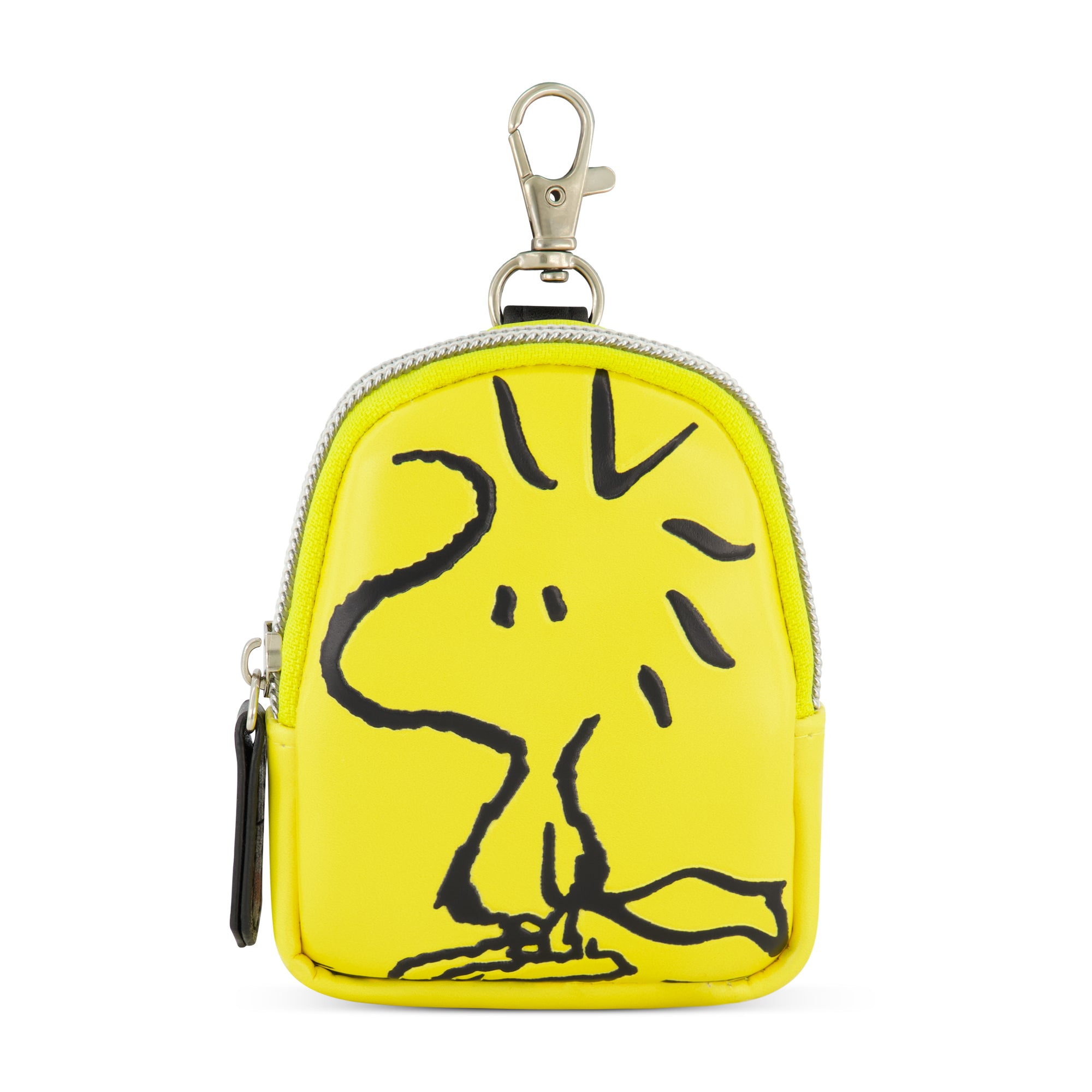 Peanuts Small Coin Purse Wallet with Keychain Clip, Woodstock, One Size, Yellow/Black