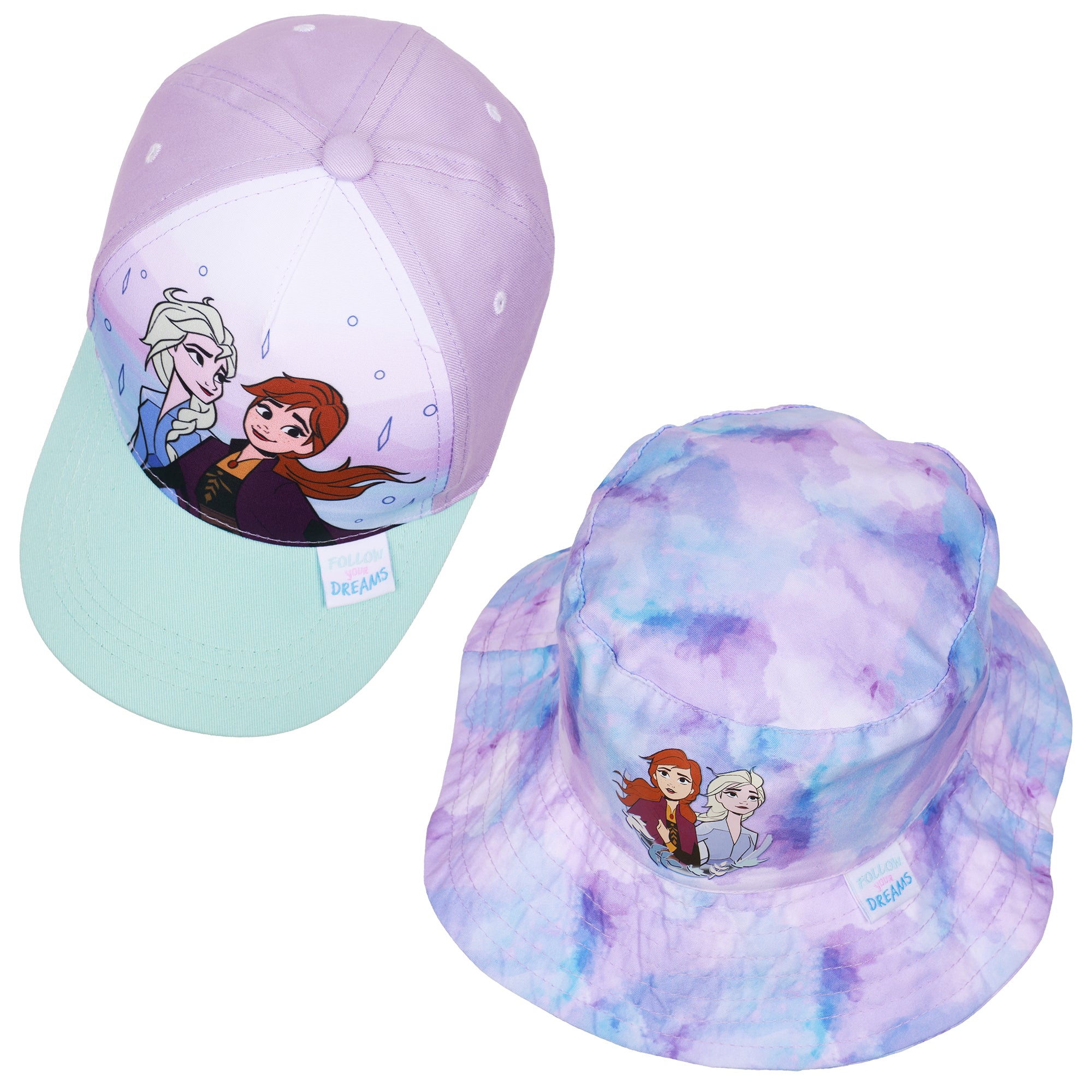 Disney Frozen Anna & Elsa kids Hat Set – Baseball Cap and Bucket Hat
