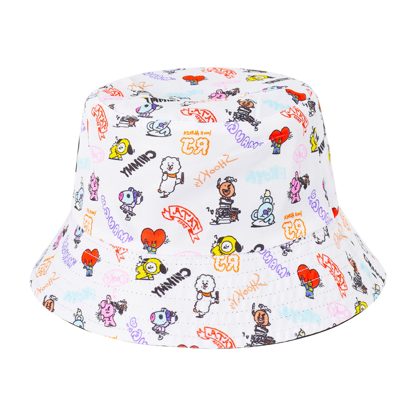 BT21 LINE Friends Bucket Hat, Wide Brim Packable Summer Travel Cap for Men and Women, Reversible, Multi, One Size