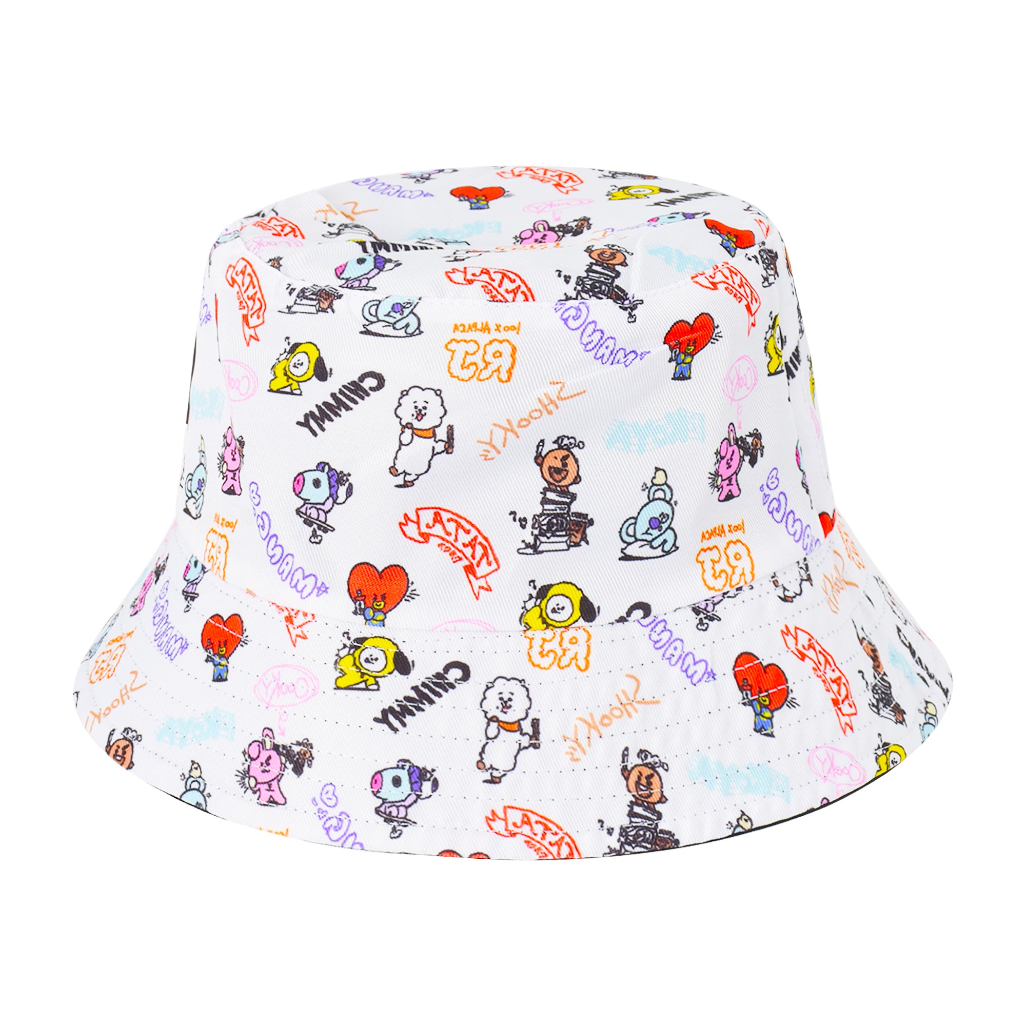 BT21 LINE Friends Bucket Hat, Wide Brim Packable Summer Travel Cap for Men and Women, Reversible, Multi, One Size