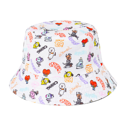 BT21 LINE Friends Bucket Hat, Wide Brim Packable Summer Travel Cap for Men and Women, Reversible, Multi, One Size