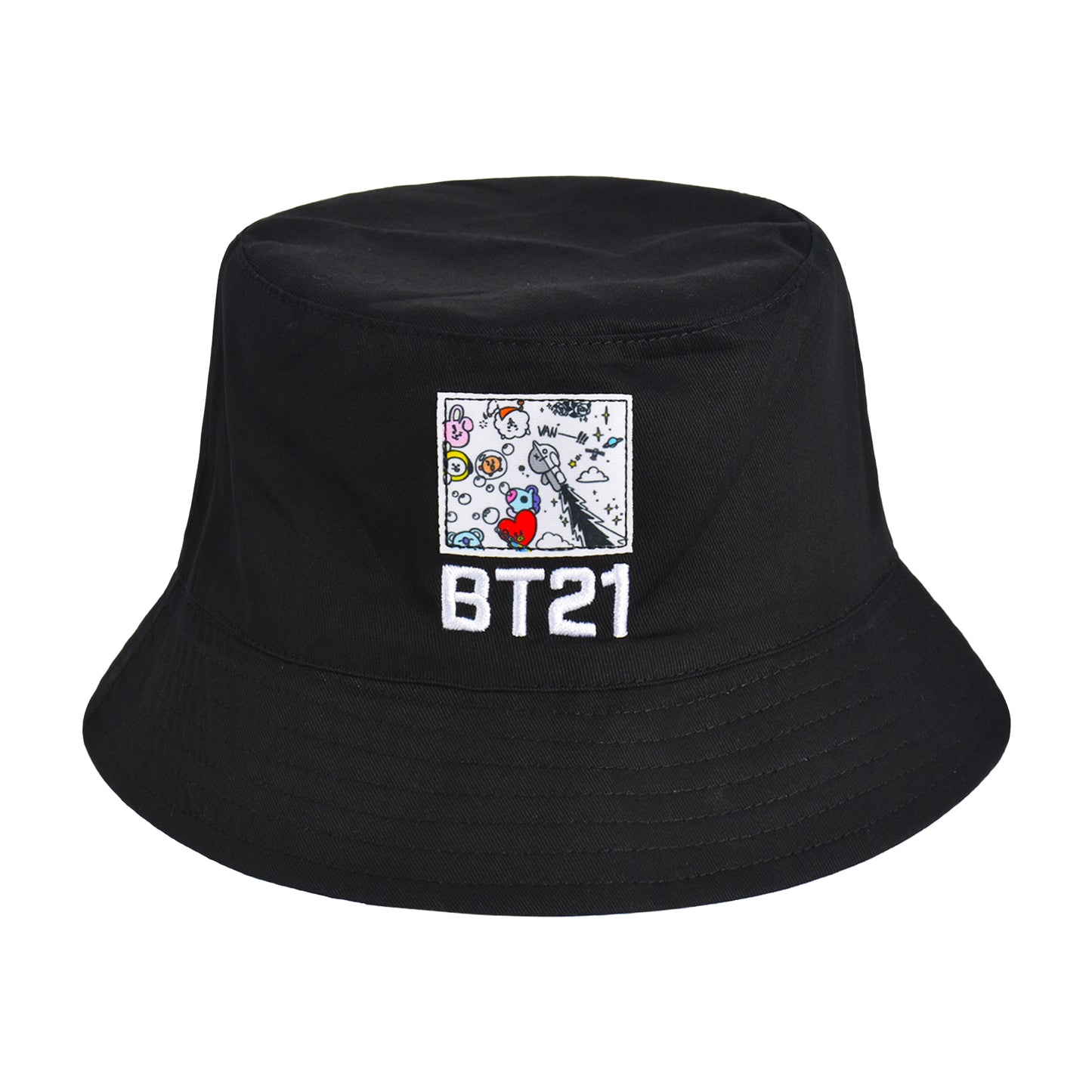 BT21 LINE Friends Bucket Hat, Wide Brim Packable Summer Travel Cap for Men and Women, Reversible, Multi, One Size