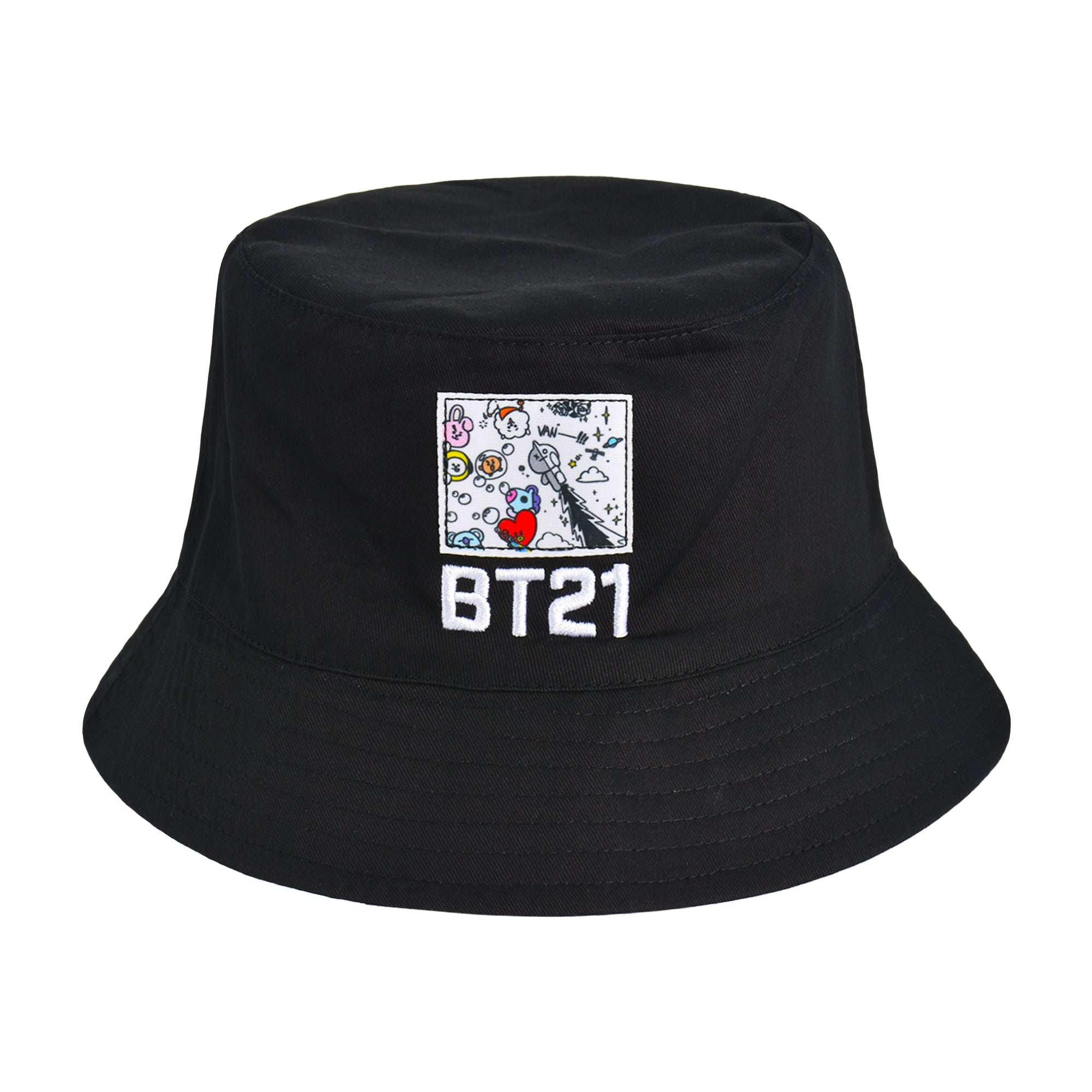BT21 LINE Friends Bucket Hat, Wide Brim Packable Summer Travel Cap for Men and Women, Reversible, Multi, One Size