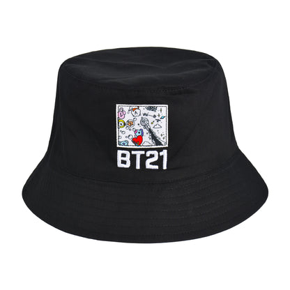 BT21 LINE Friends Bucket Hat, Wide Brim Packable Summer Travel Cap for Men and Women, Reversible, Multi, One Size