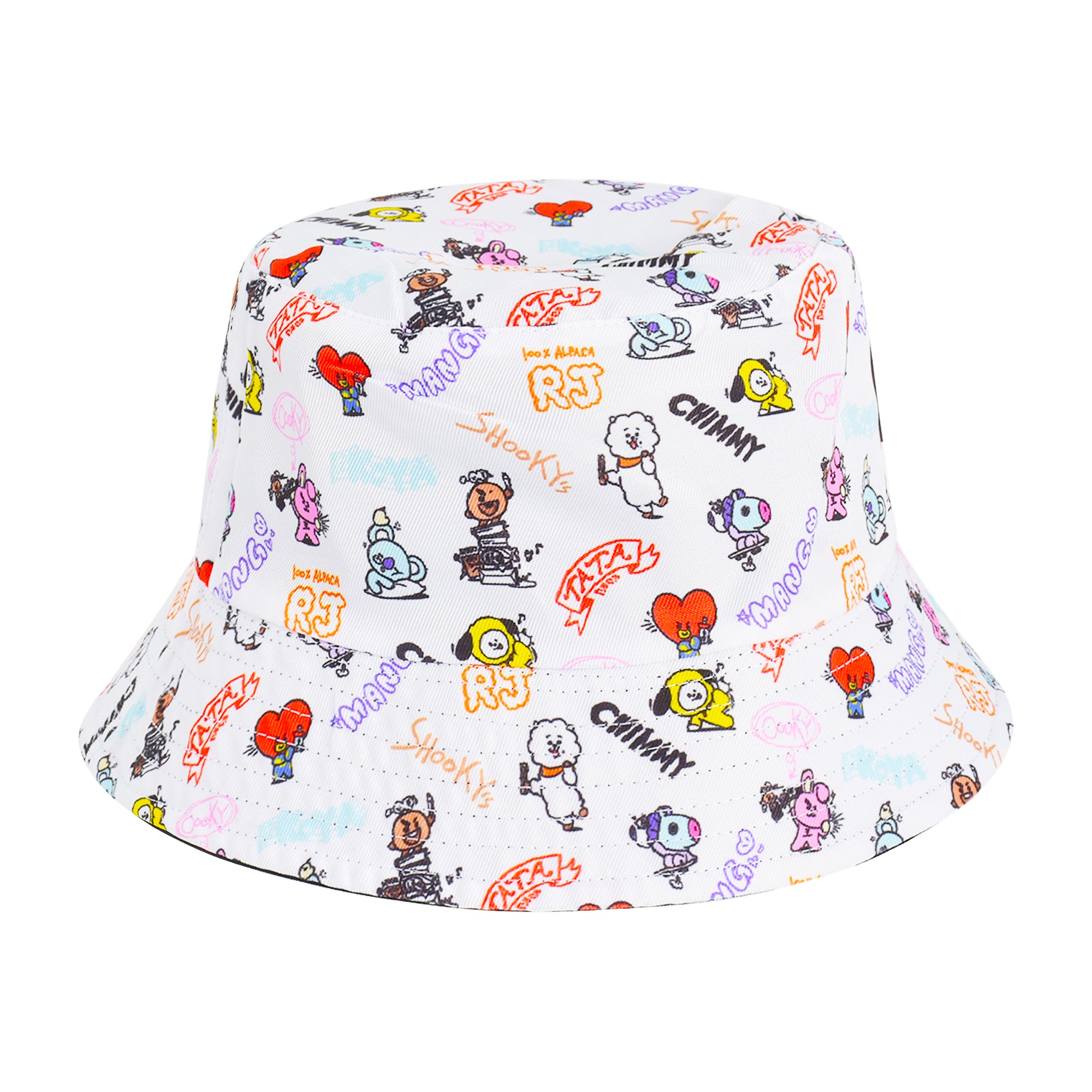 BT21 LINE Friends Bucket Hat, Wide Brim Packable Summer Travel Cap for Men and Women, Reversible, Multi, One Size