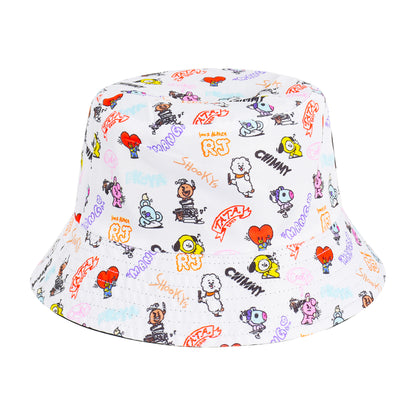 BT21 LINE Friends Bucket Hat, Wide Brim Packable Summer Travel Cap for Men and Women, Reversible, Multi, One Size