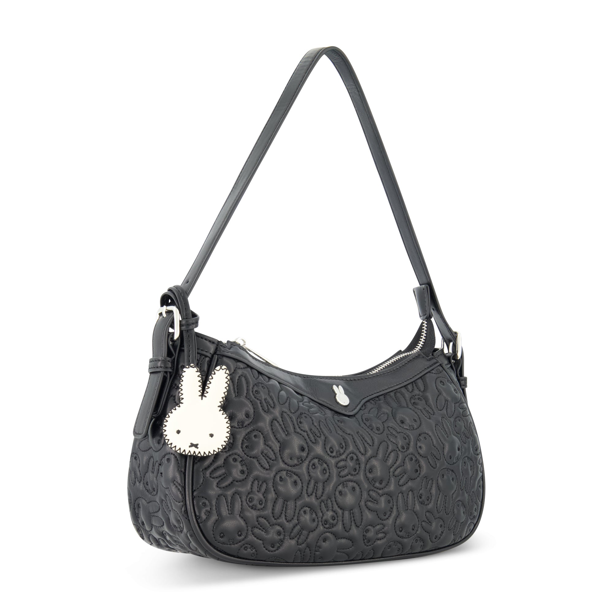 Danielle Nicole Miffy Quilted PU Shoulder Bag with Charm in Black