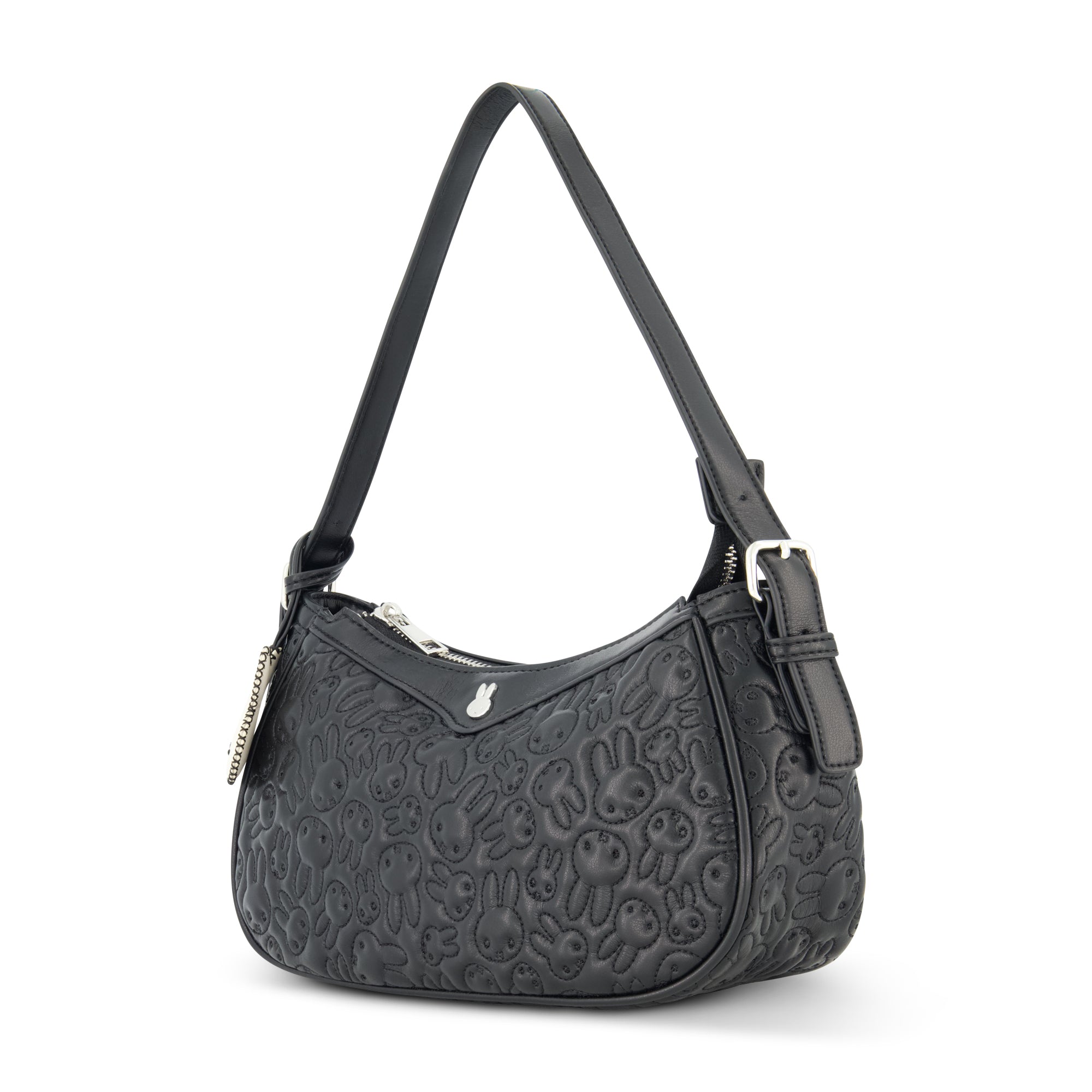 Danielle Nicole Miffy Quilted PU Shoulder Bag with Charm in Black
