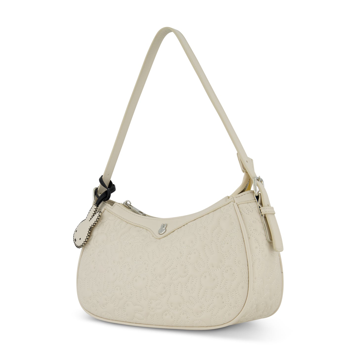 Danielle Nicole Miffy Quilted PU Shoulder Bag with Charm in White
