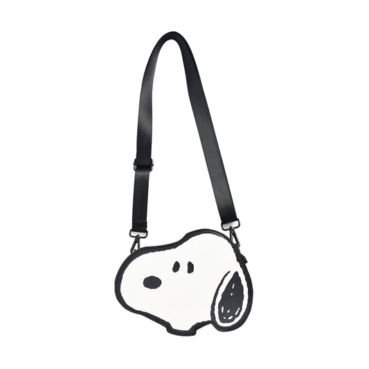 SNOOPY HEAD DIE-CUT CROSSBODY, WHITE/BLACK