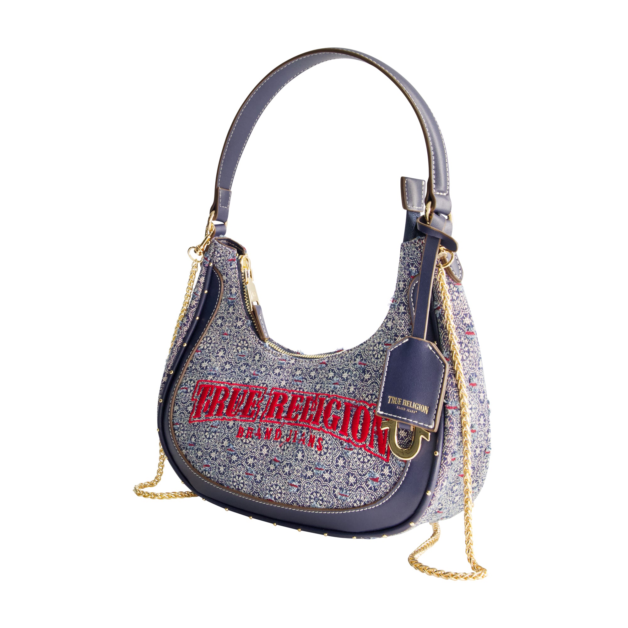 True Religion Striped Denim Small Hobo