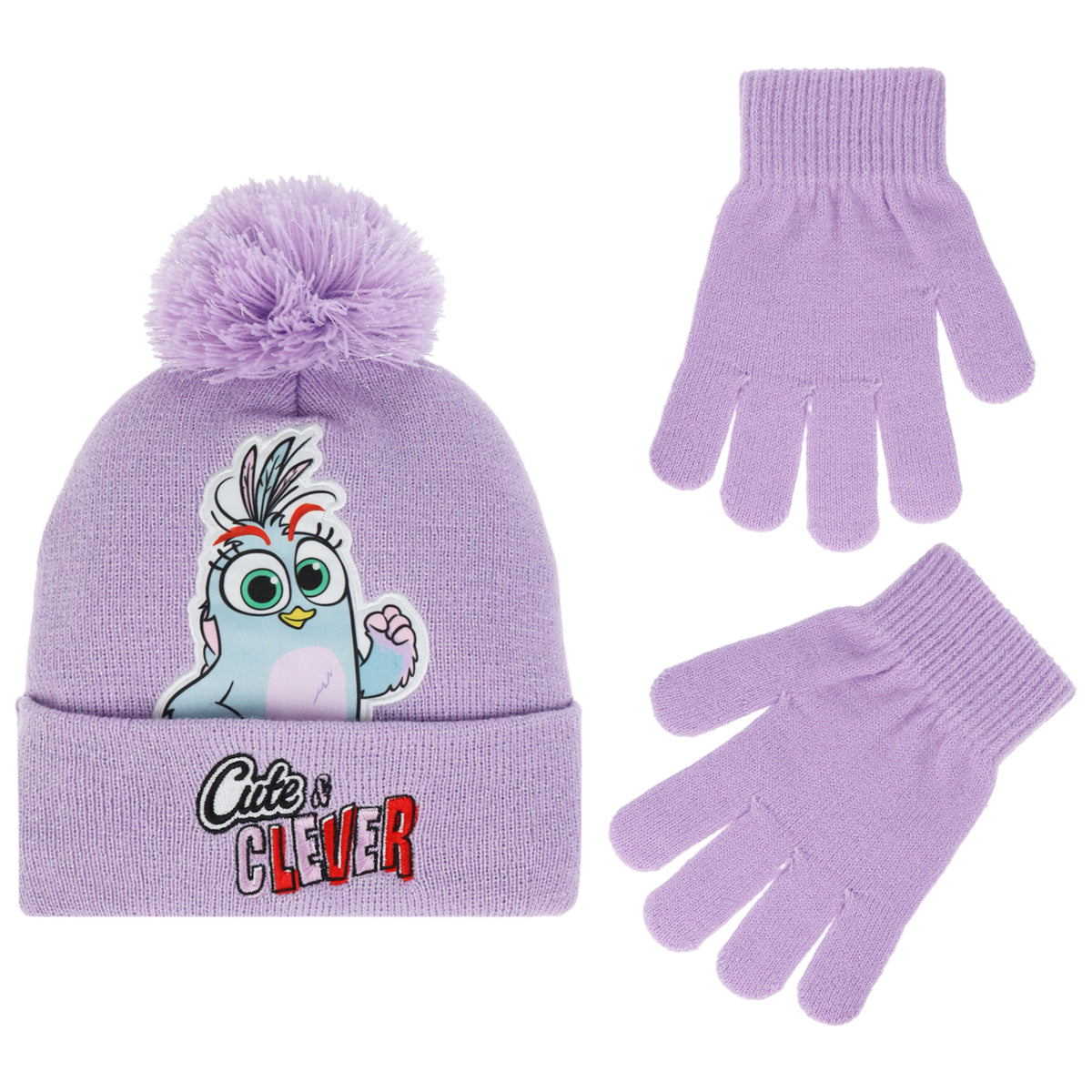 Angry Birds Girls “Cute & Clever” Pom Beanie and Glove Set