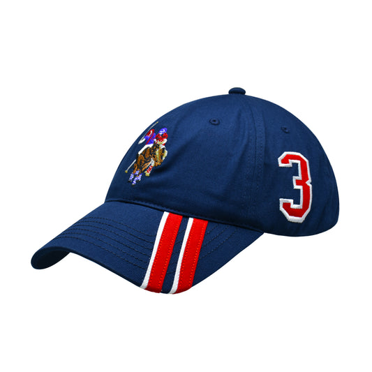 U.S Polo Assn. Dad Hat, Embroidered Horse Logo Adjustable Adult Baseball Cap with Diagonal Accent Stripes